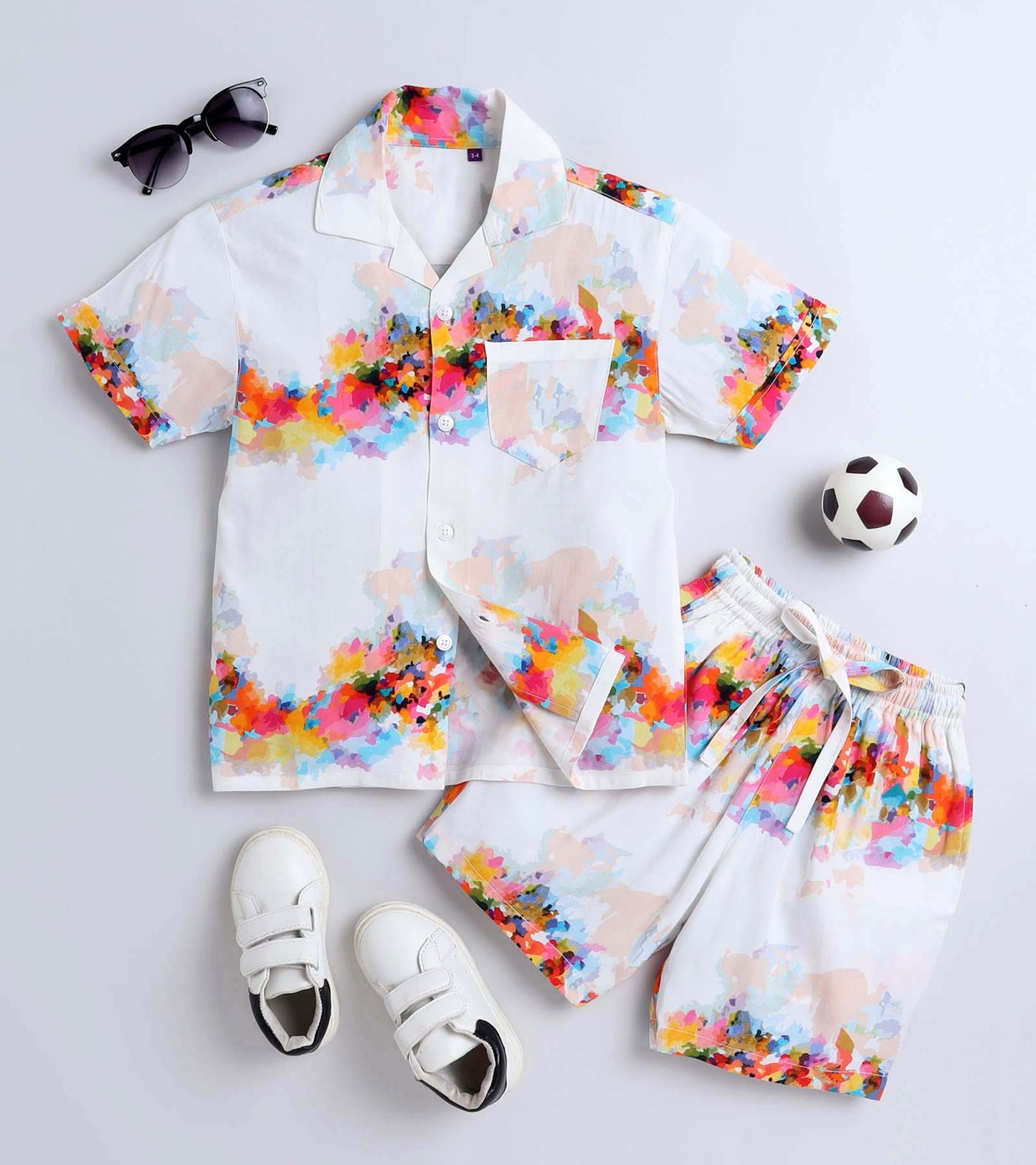 Flowers in line Printed Boys Co ord Set