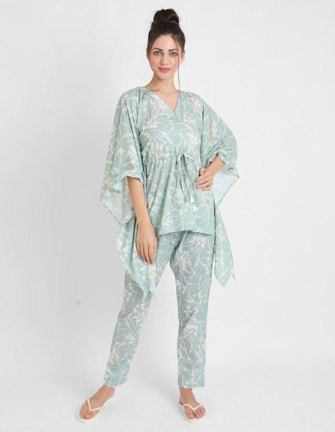 Blossom Print Kaftan Pajama Set