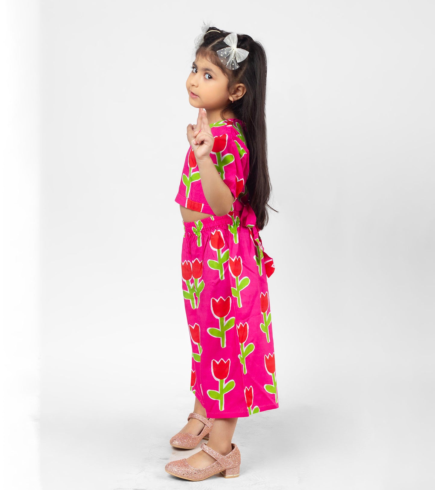 Fusia Tulip Printed Co ord sets For Girls