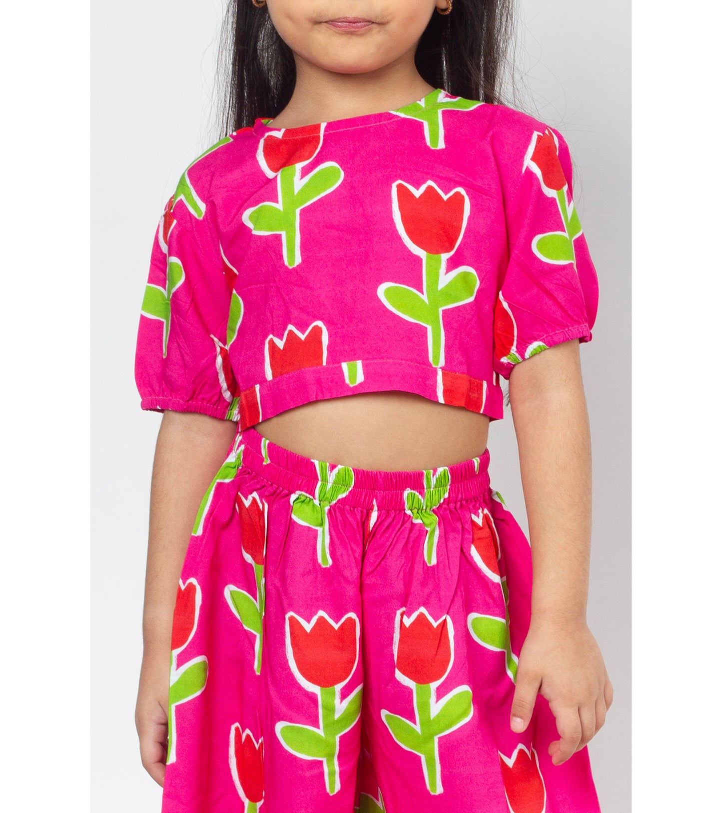 Fusia Tulip Printed Co ord sets For Girls