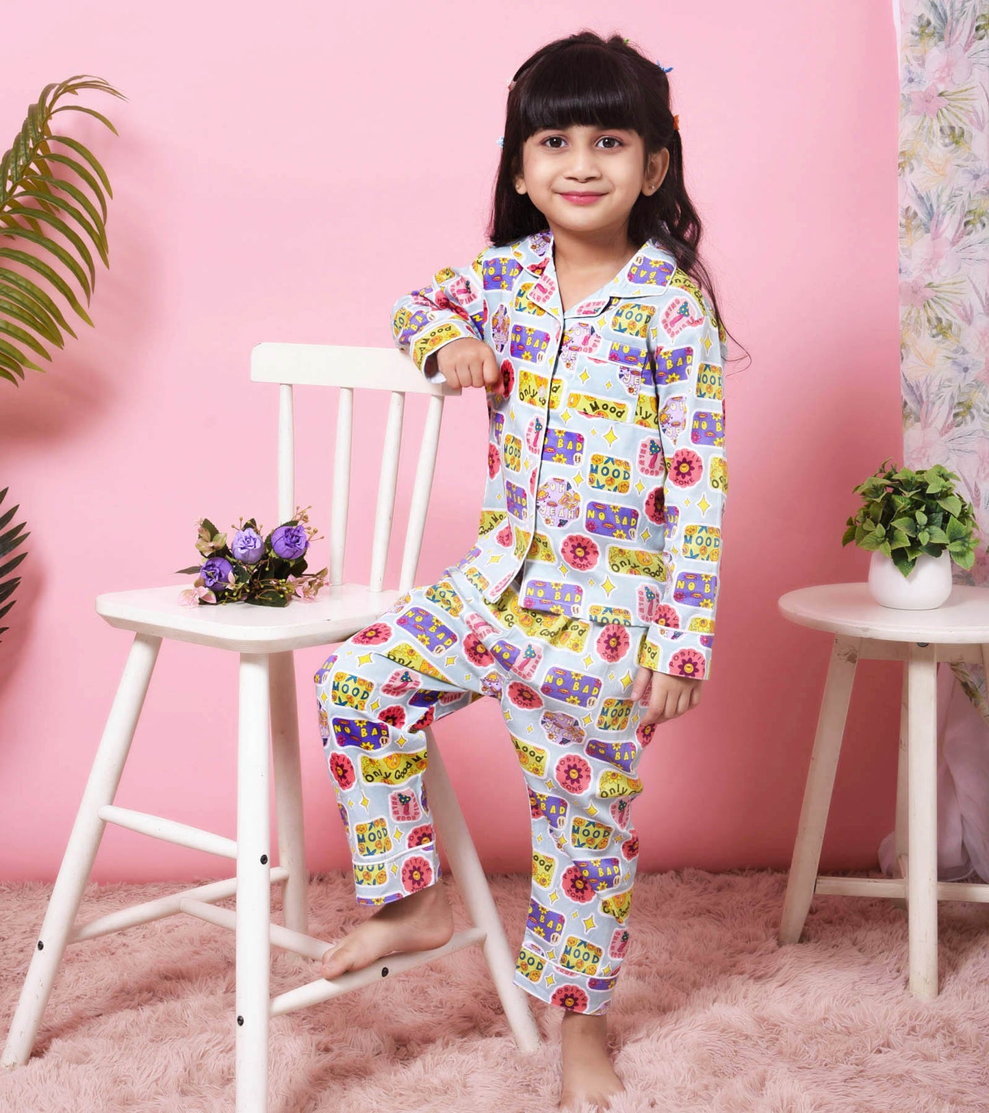 Good Mood Printed Girls Nightsuit Set