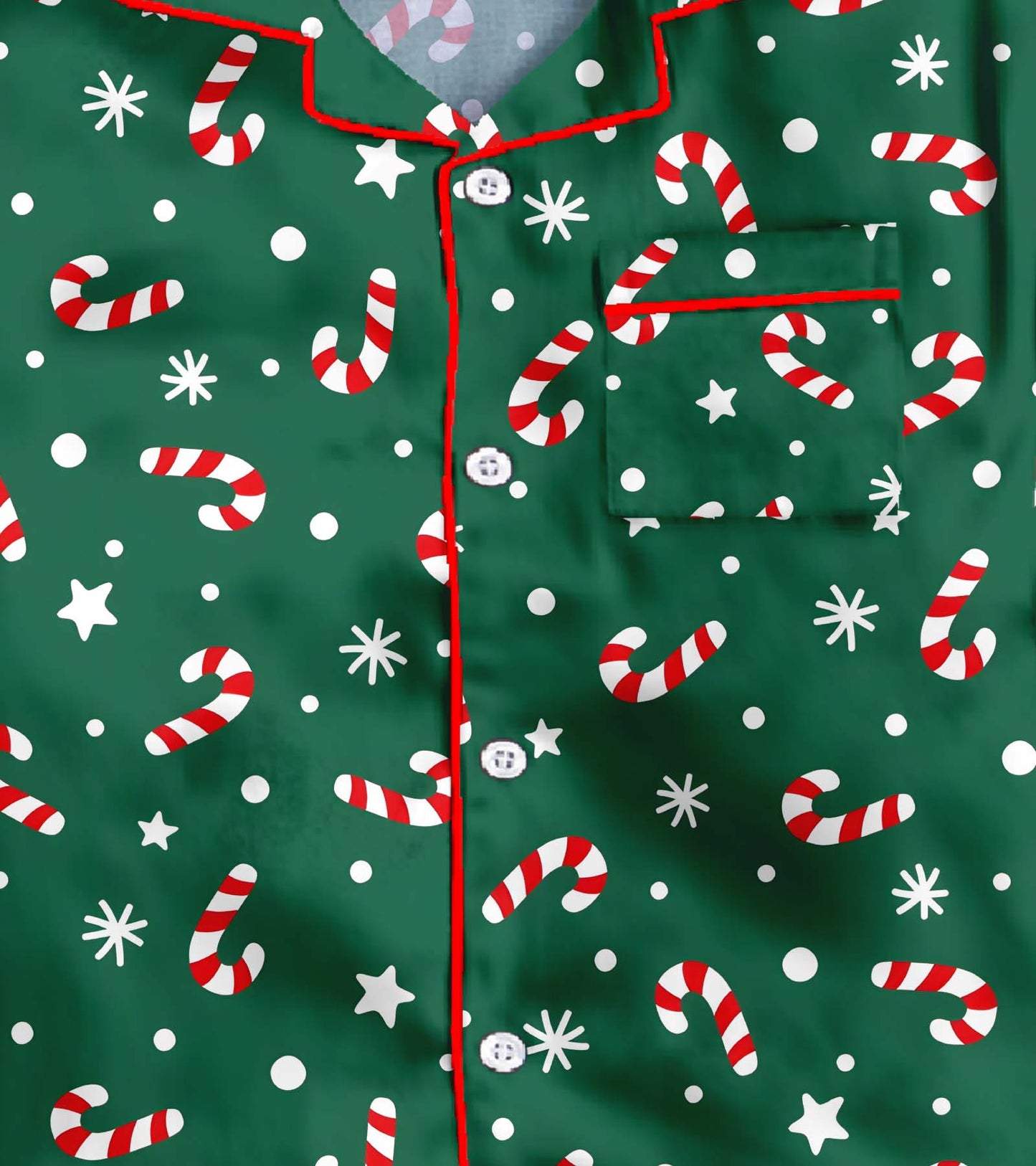 Green Christmas Theme Cotton Christmas Printed Nightsuit Set