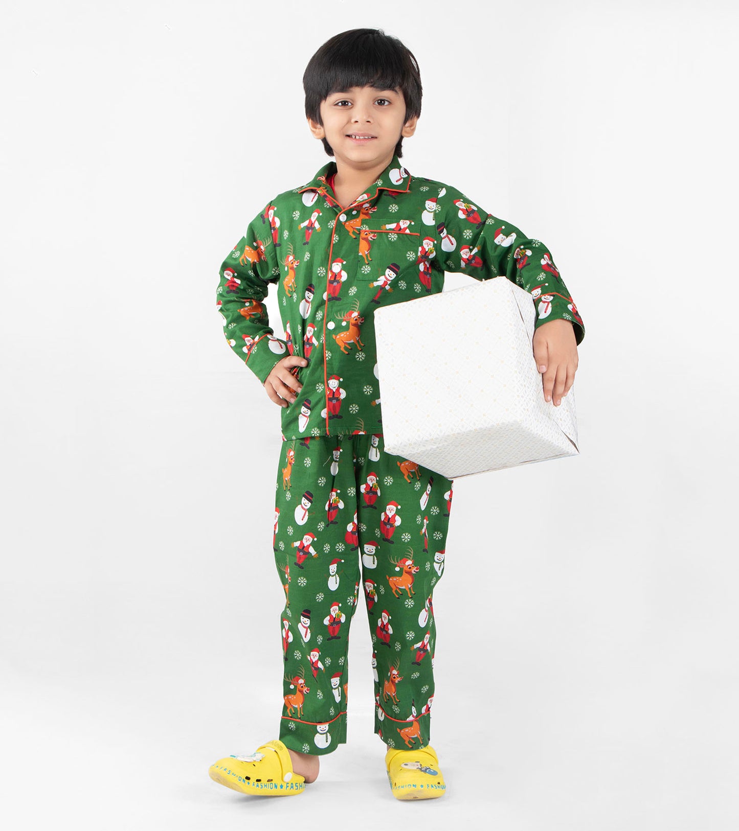 Emerald Santa Christmas Printed Nightsuit Set
