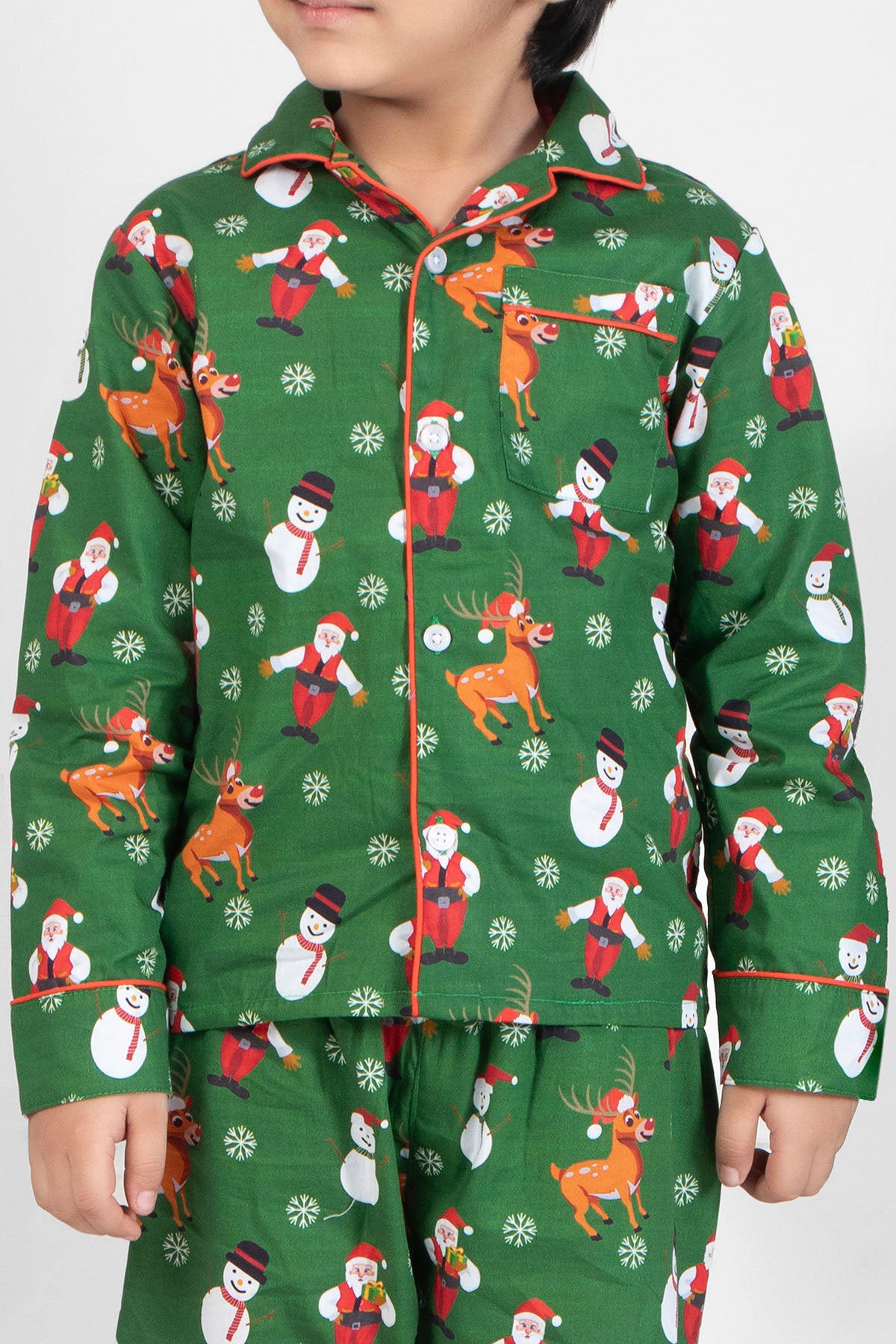 Emerald Santa Christmas Printed Nightsuit Set