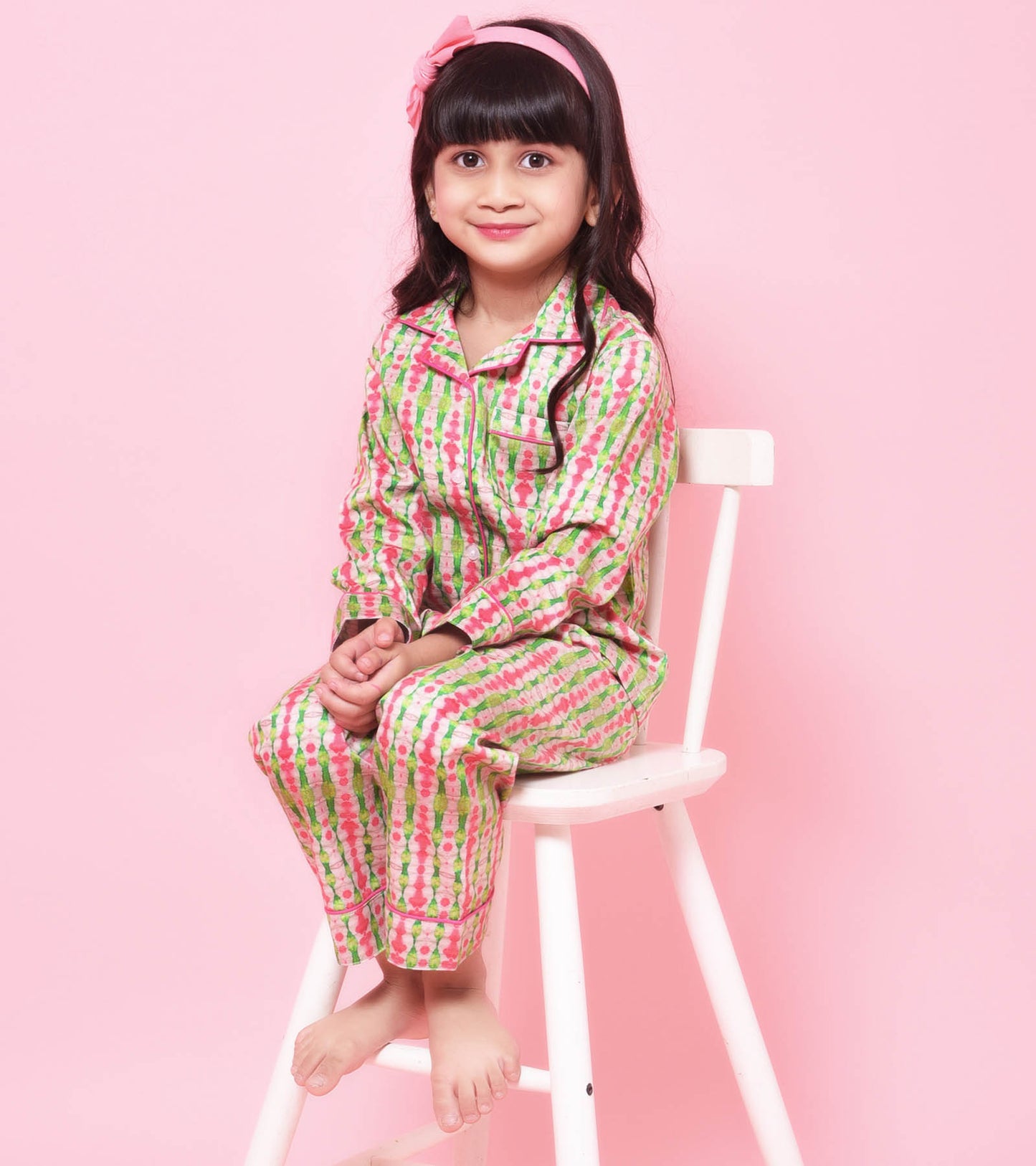 Gypsy Bandhani Printed Girls Nightsuit Set