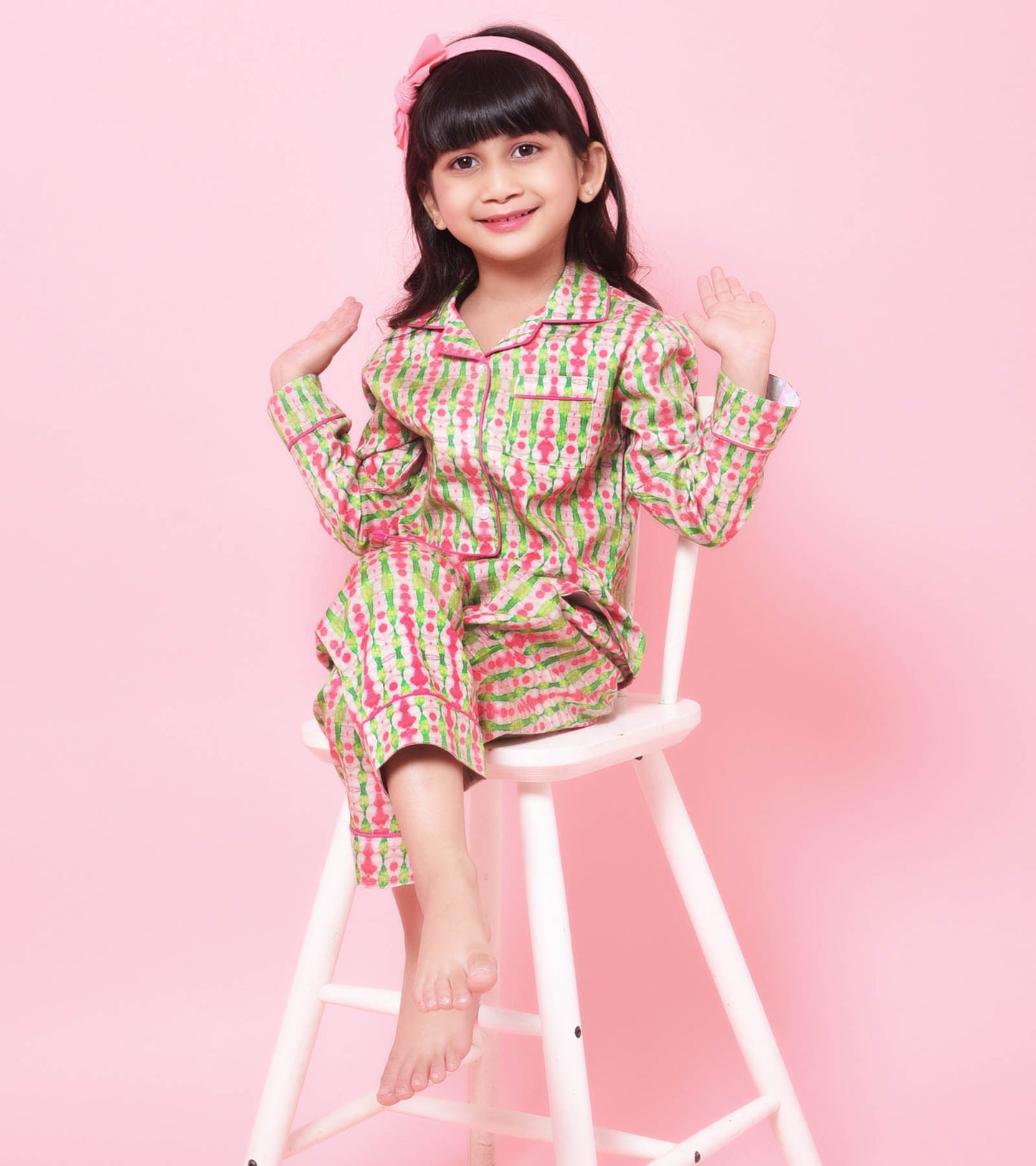 Gypsy Bandhani Printed Girls Nightsuit Set