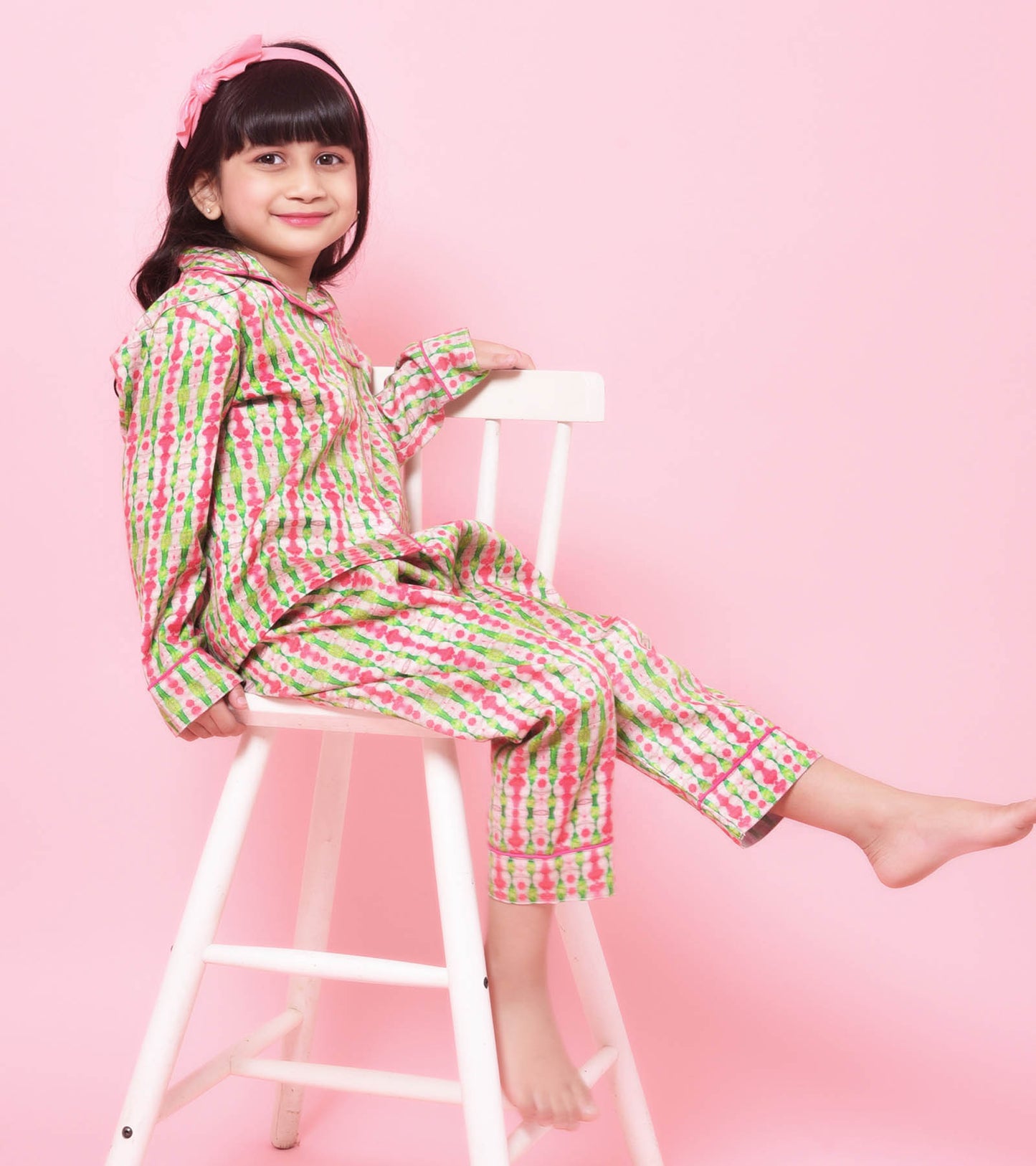 Gypsy Bandhani Printed Girls Nightsuit Set