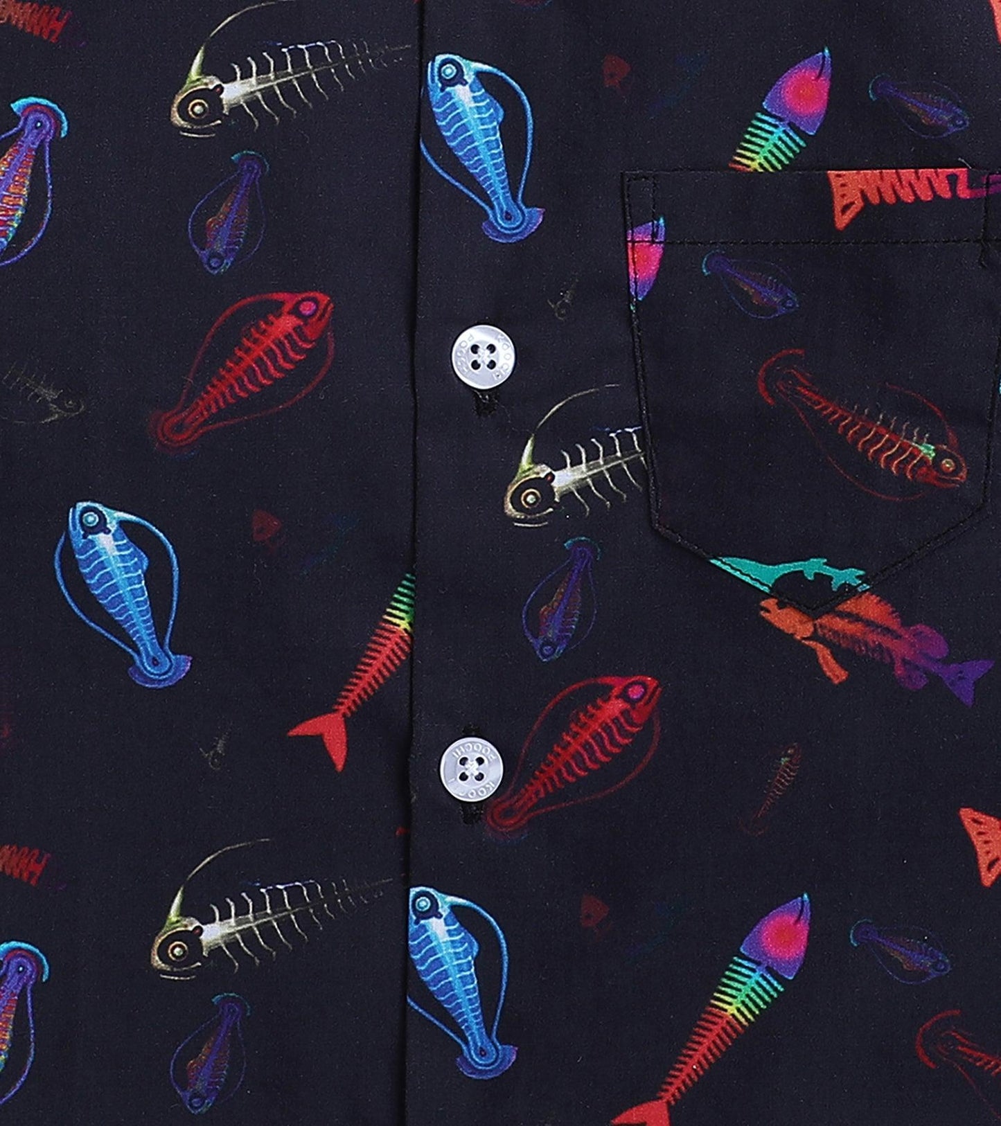 Black Fish Printed Half Sleeve Shirt