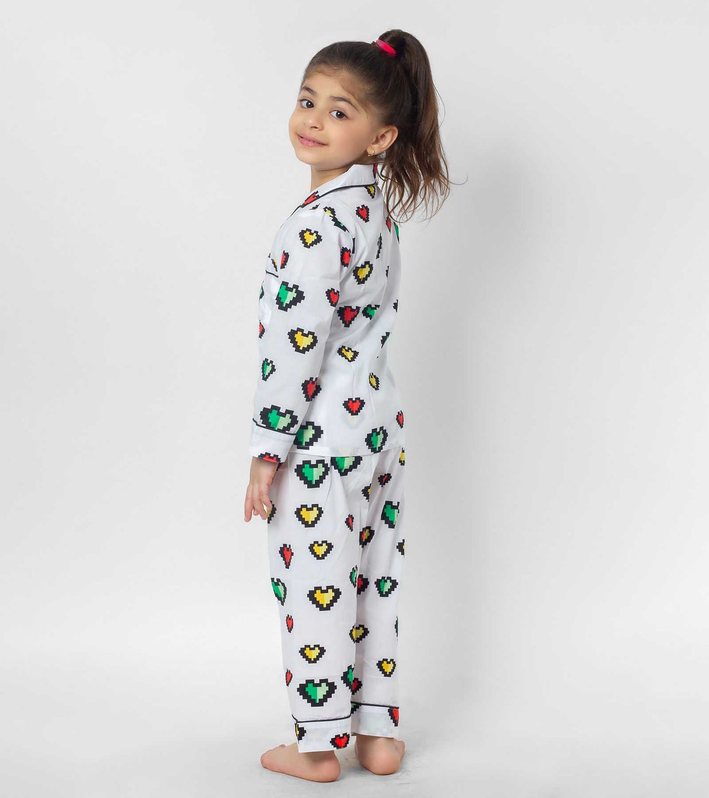 Heart Game Printed Girls Nightsuit Set