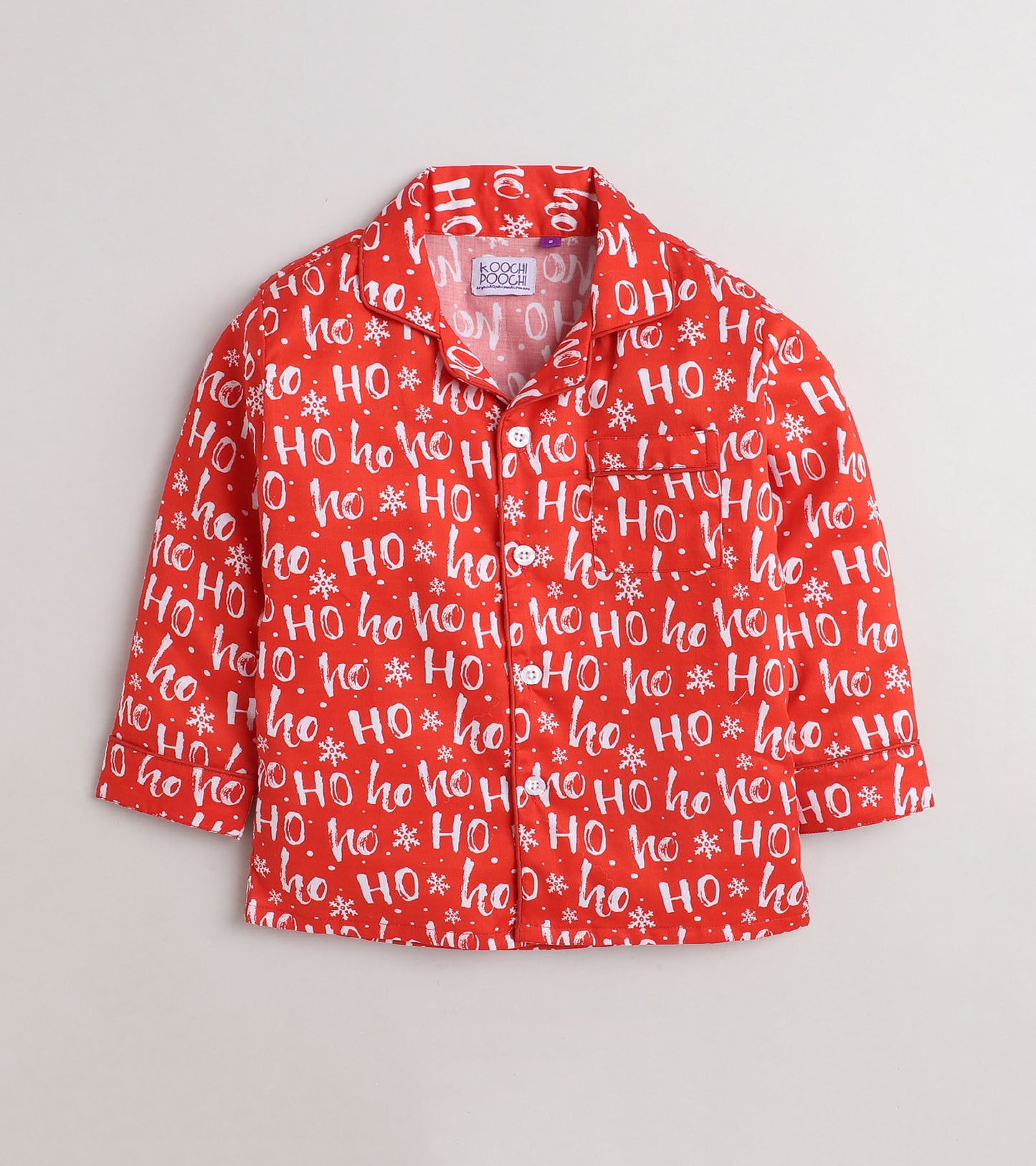 HoHo Christmas Red Printed Nightsuit Set