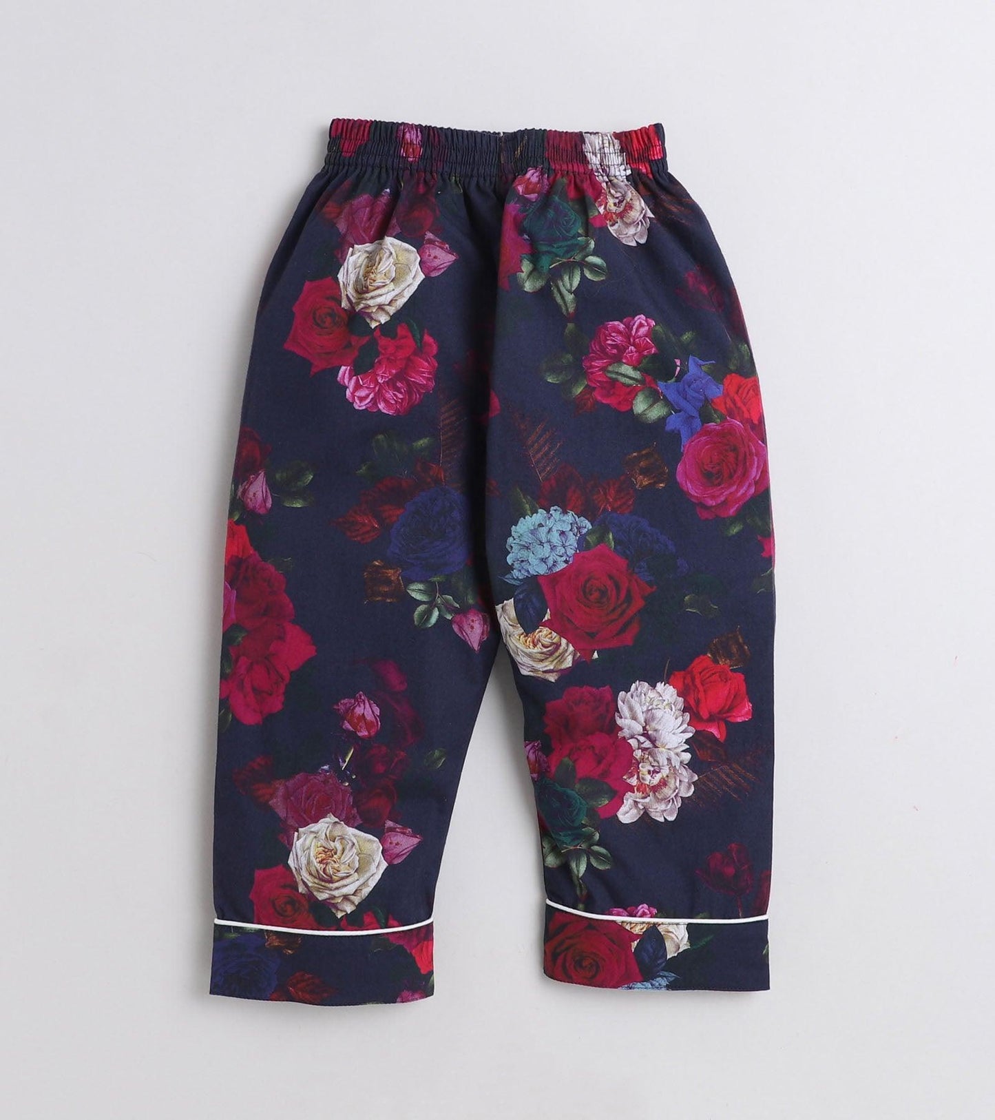 Black Floral Printed Nightsuit Set for Girls