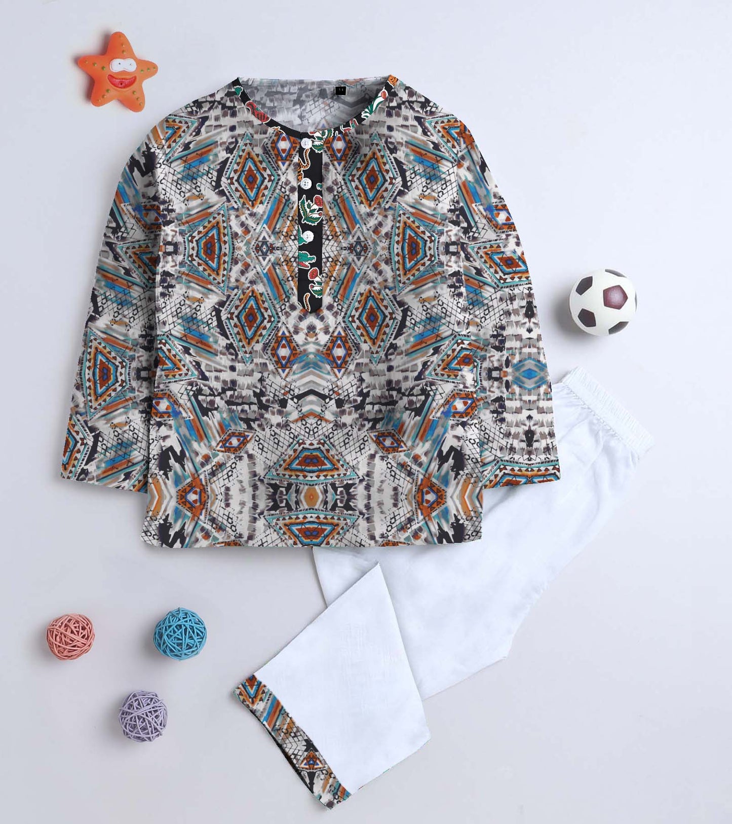 Ikat New Printed Pyjama Kurta Set