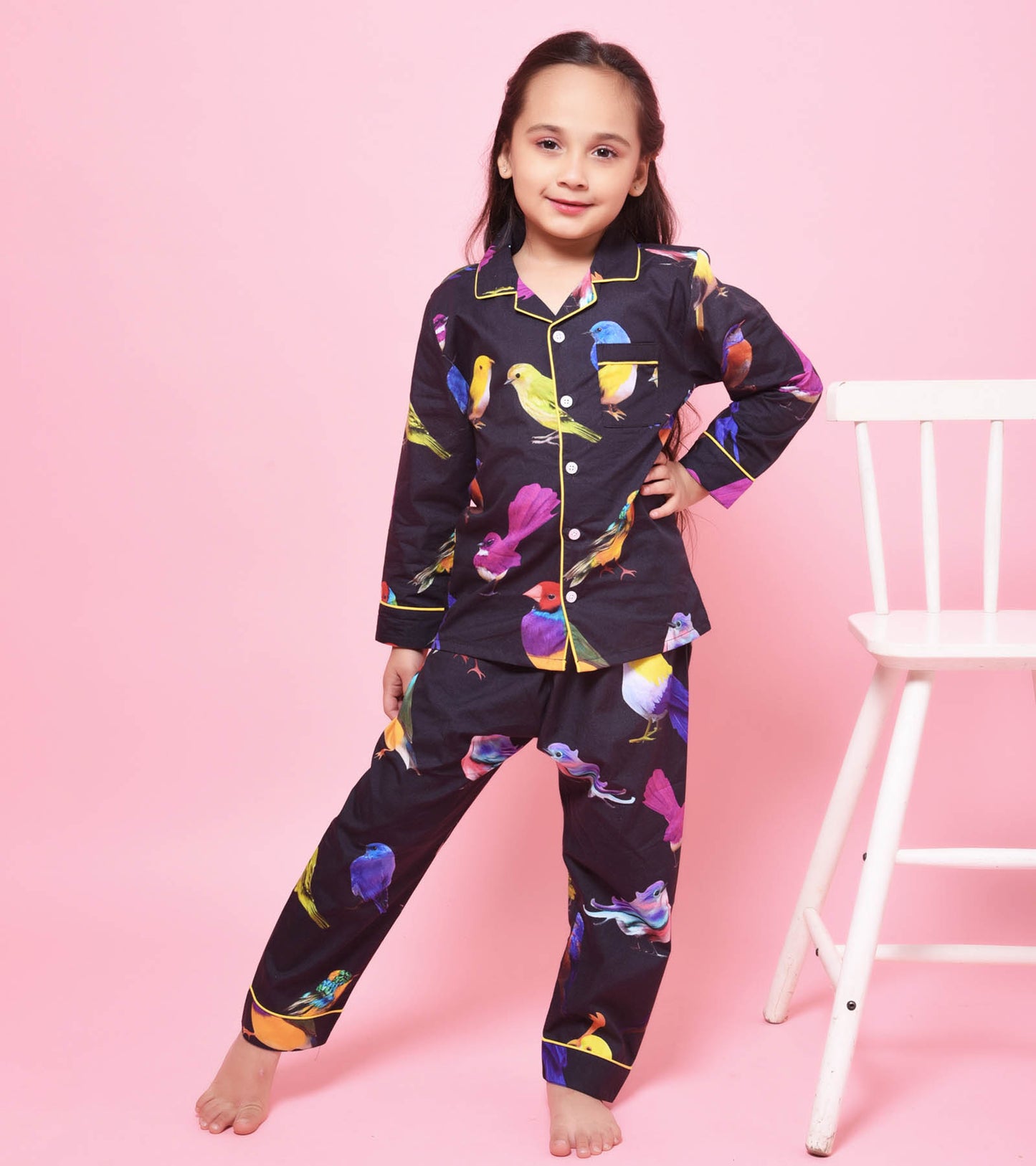 Jungle Birds Printed Girls Nightsuit Set