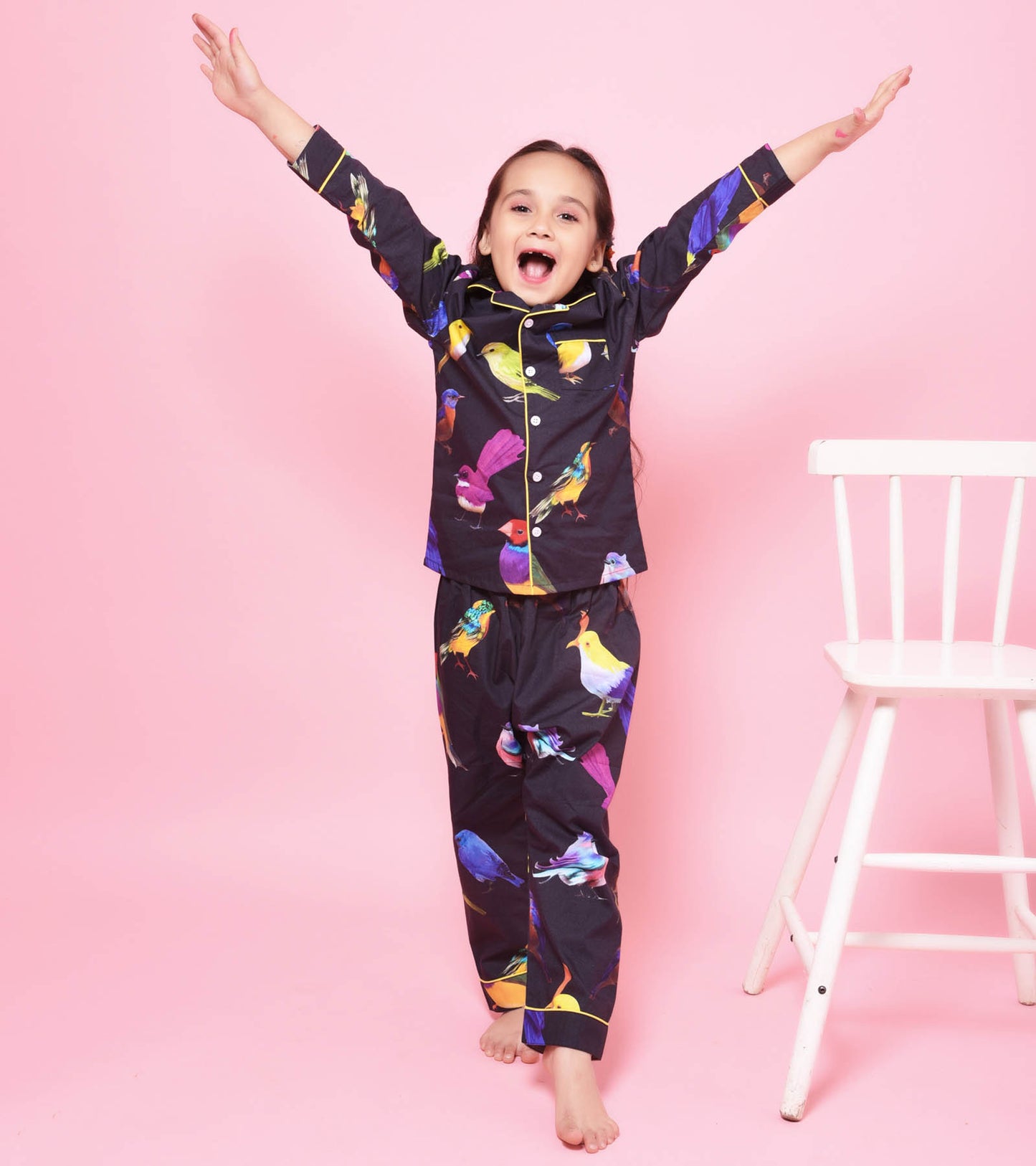 Jungle Birds Printed Girls Nightsuit Set