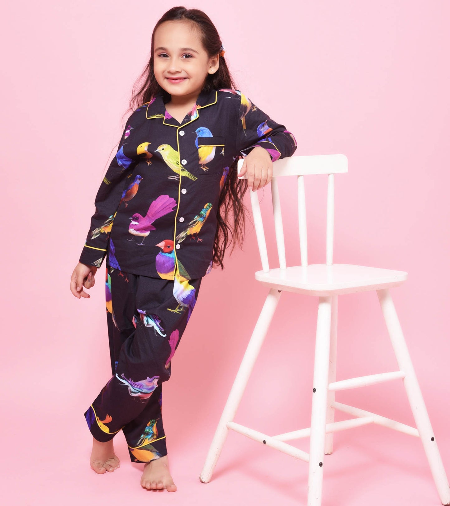 Jungle Birds Printed Girls Nightsuit Set