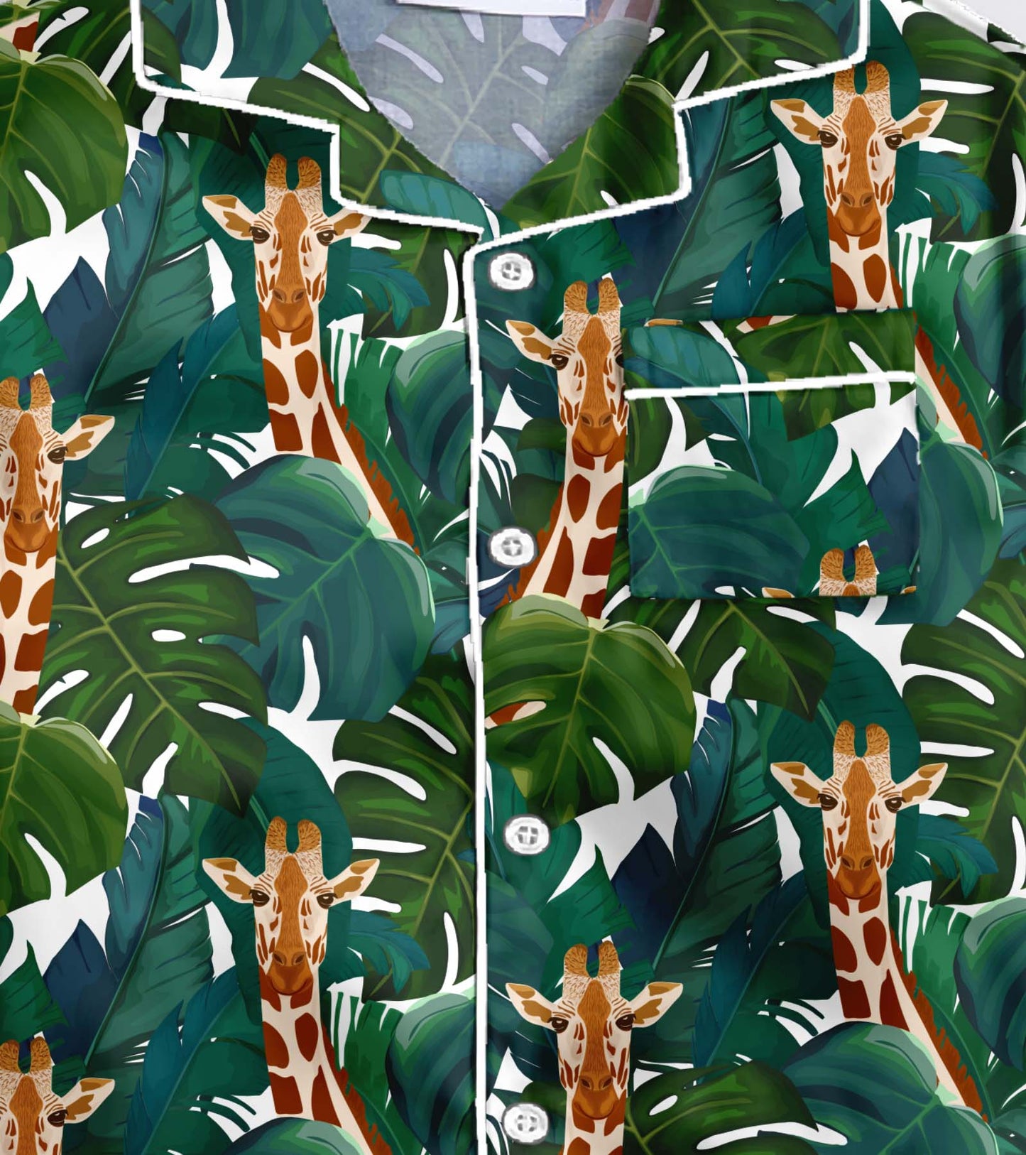 Jungle Giraffe Printed Girls Pure Cotton Nightsuit Set