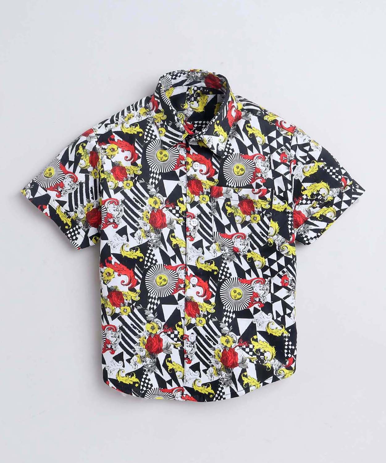 Latchet Print Pure Cotton Half Sleeve Shirt For Boys