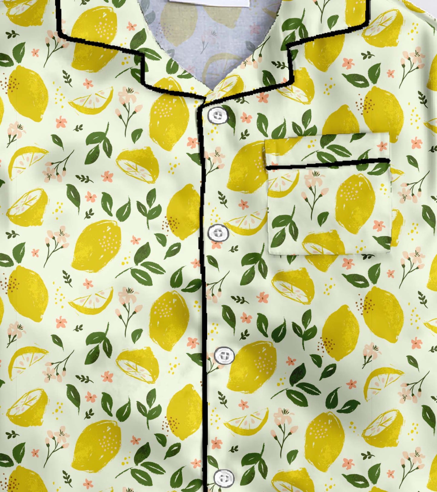 Lemon Printed Girls Pure Cotton Nightsuit Set