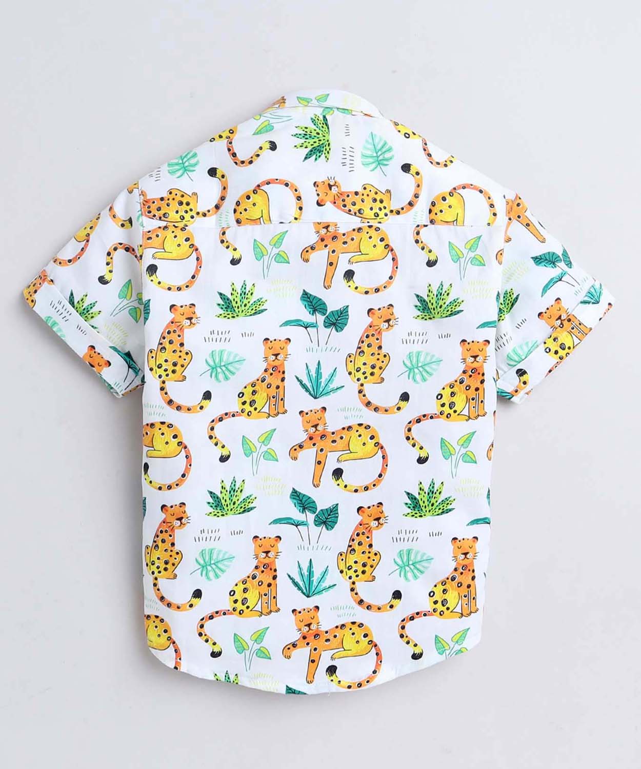 Leopard Print Pure Cotton Half Sleeve Shirt For Boys