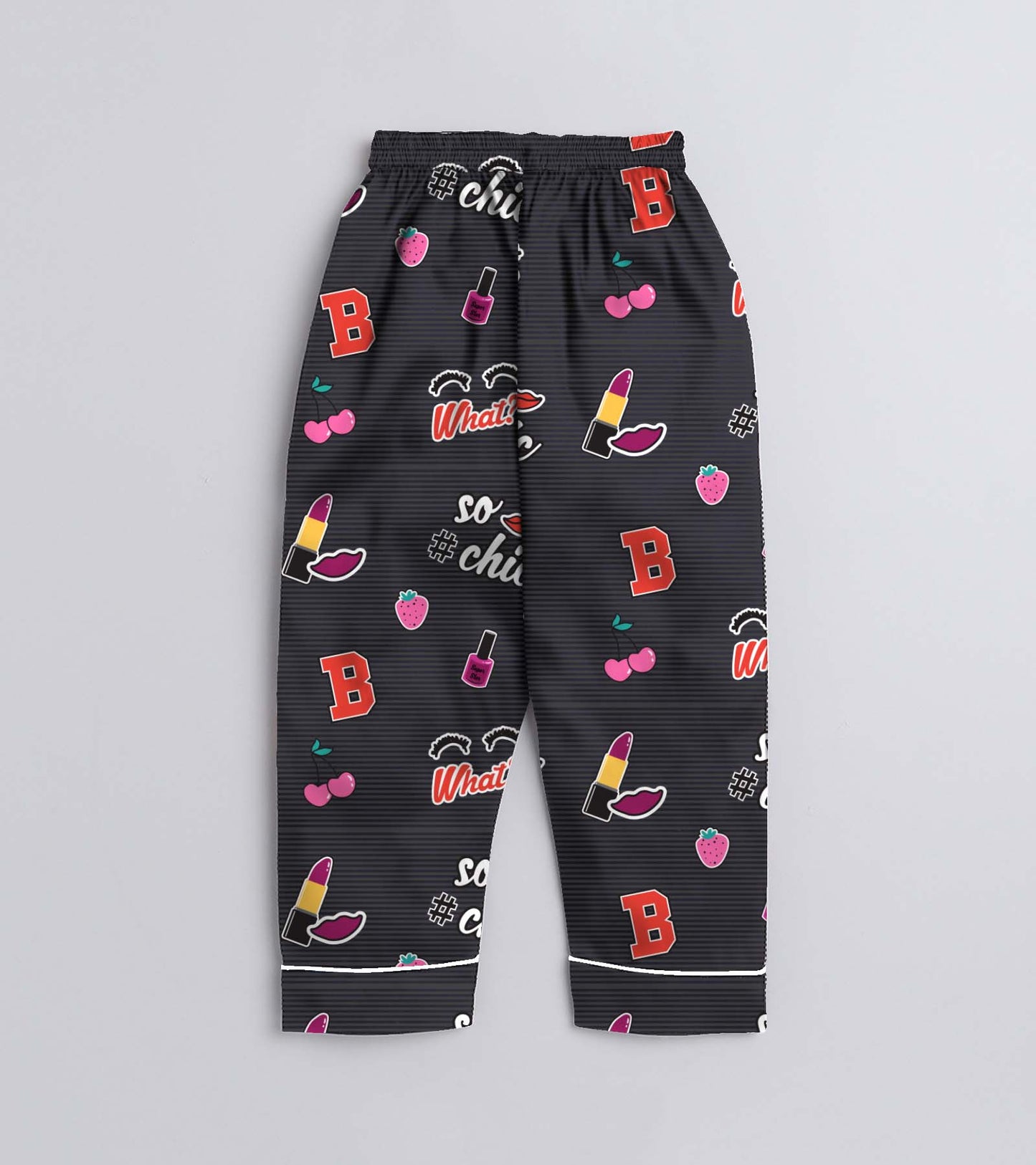Lipstick Printed Girls Pure Cotton Nightsuit Set