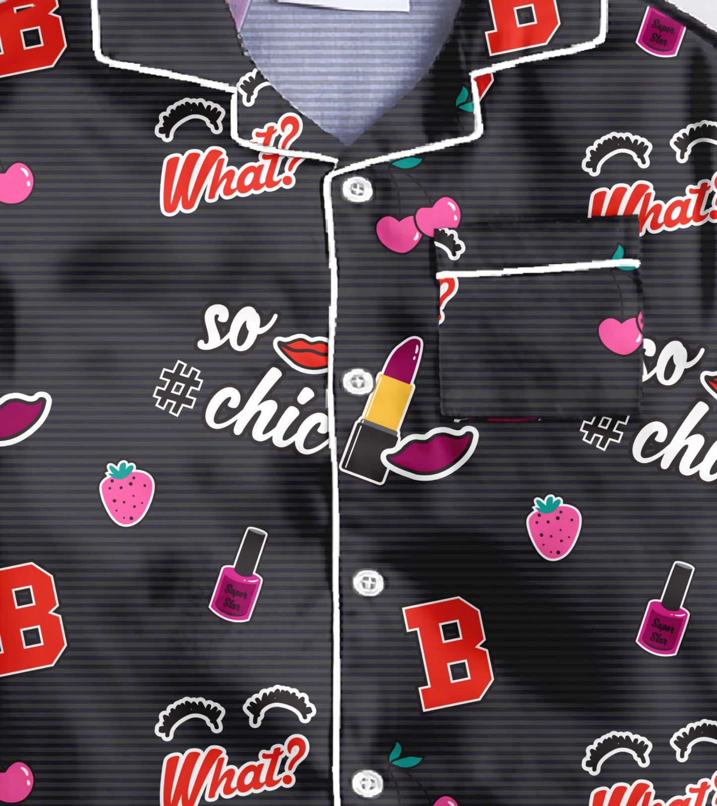 Lipstick Printed Girls Pure Cotton Nightsuit Set
