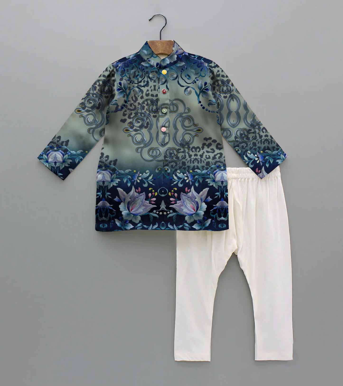 Lotus Printed Pure Cotton Kurta And Pyjama