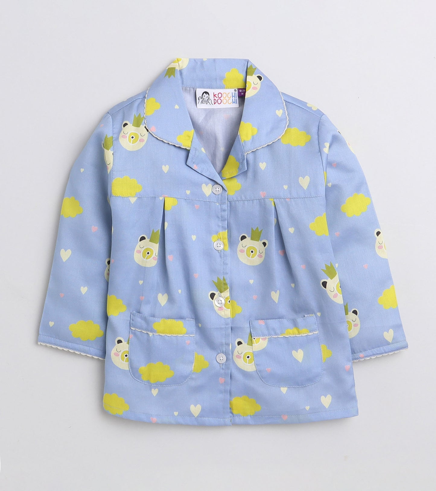 Love Cloud Printed Girls Night Suit Set