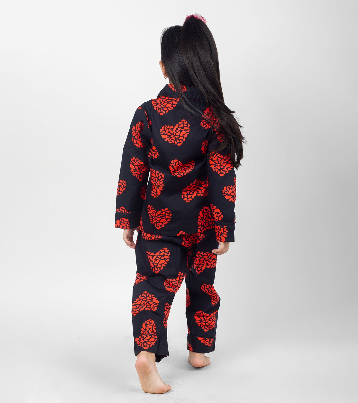 Love Art Black Printed Girls Nightsuit Set