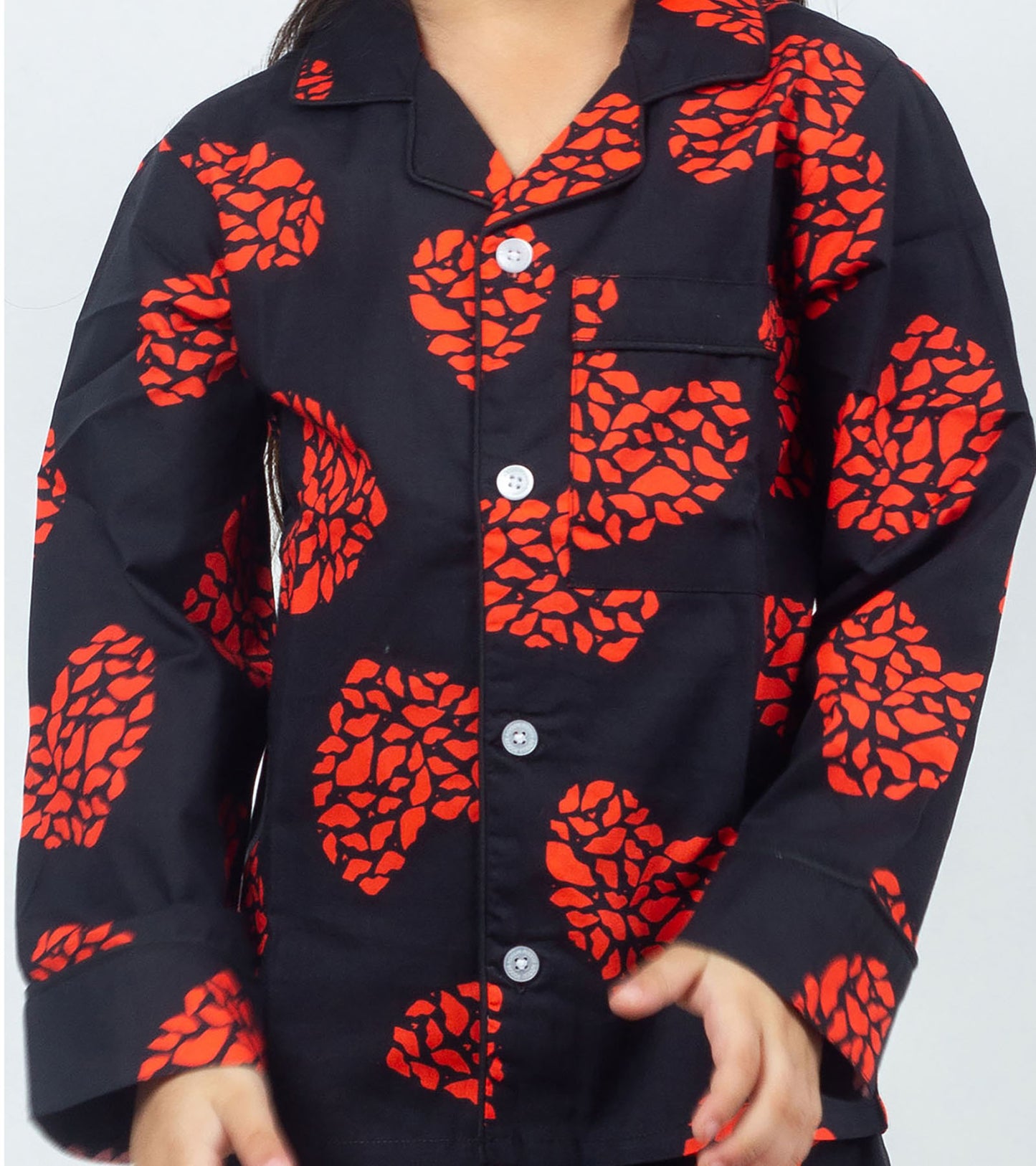 Love Art Black Printed Girls Nightsuit Set