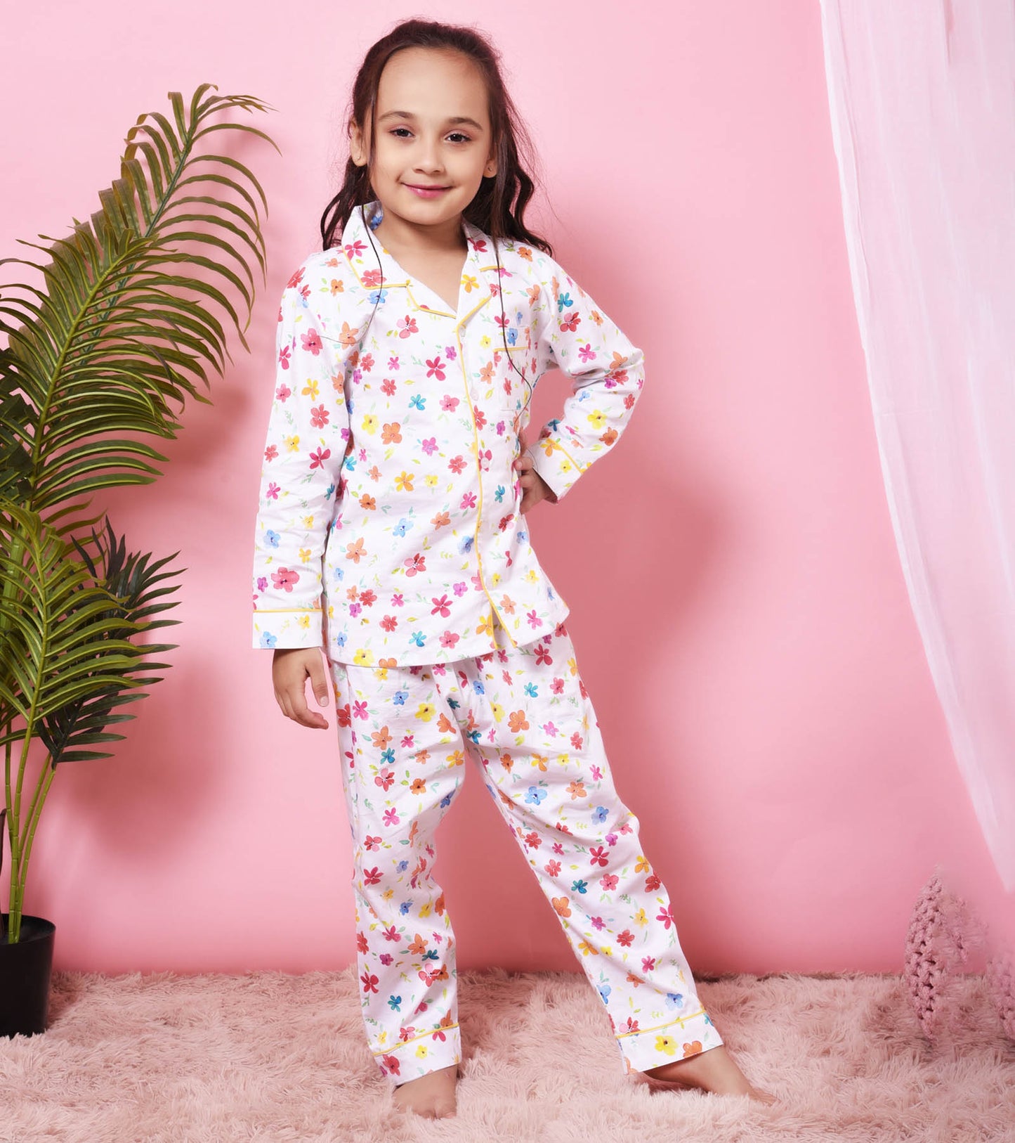 Lovely Floral Printed Girls Nightsuit Set