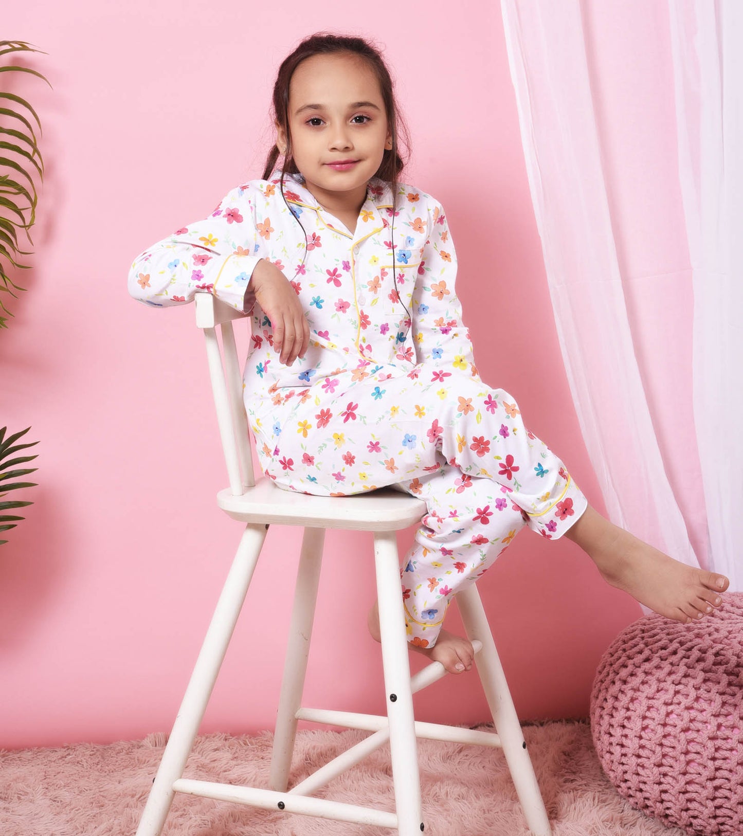 Lovely Floral Printed Girls Nightsuit Set