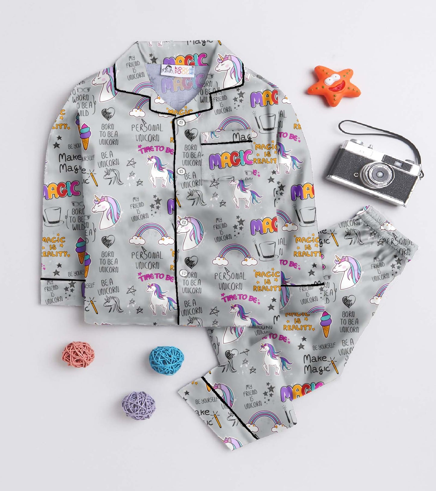 Magic Printed Girls Pure Cotton Nightsuit Set