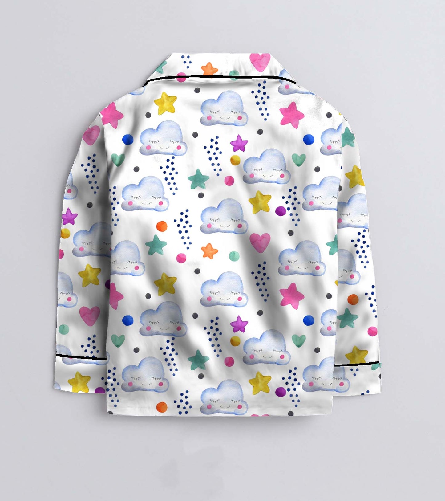 Moon and Star Printed Girls Pure Cotton Nightsuit Set