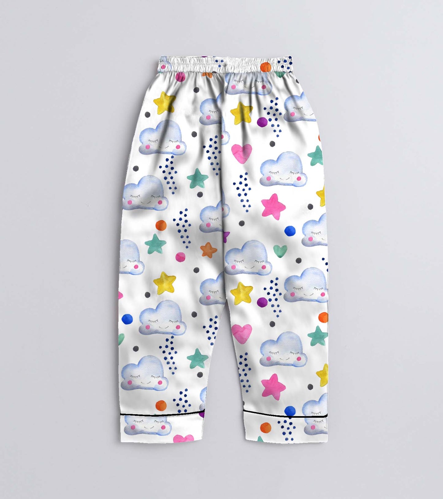 Moon and Star Printed Girls Pure Cotton Nightsuit Set
