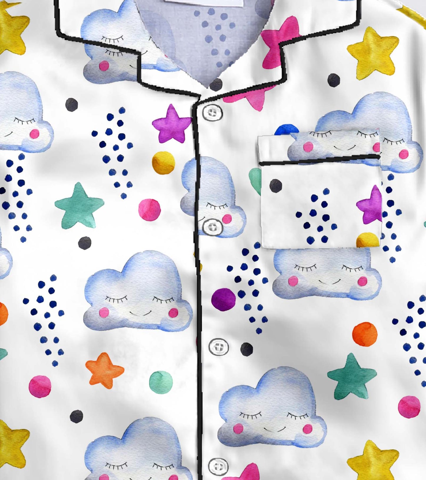 Moon and Star Printed Girls Pure Cotton Nightsuit Set