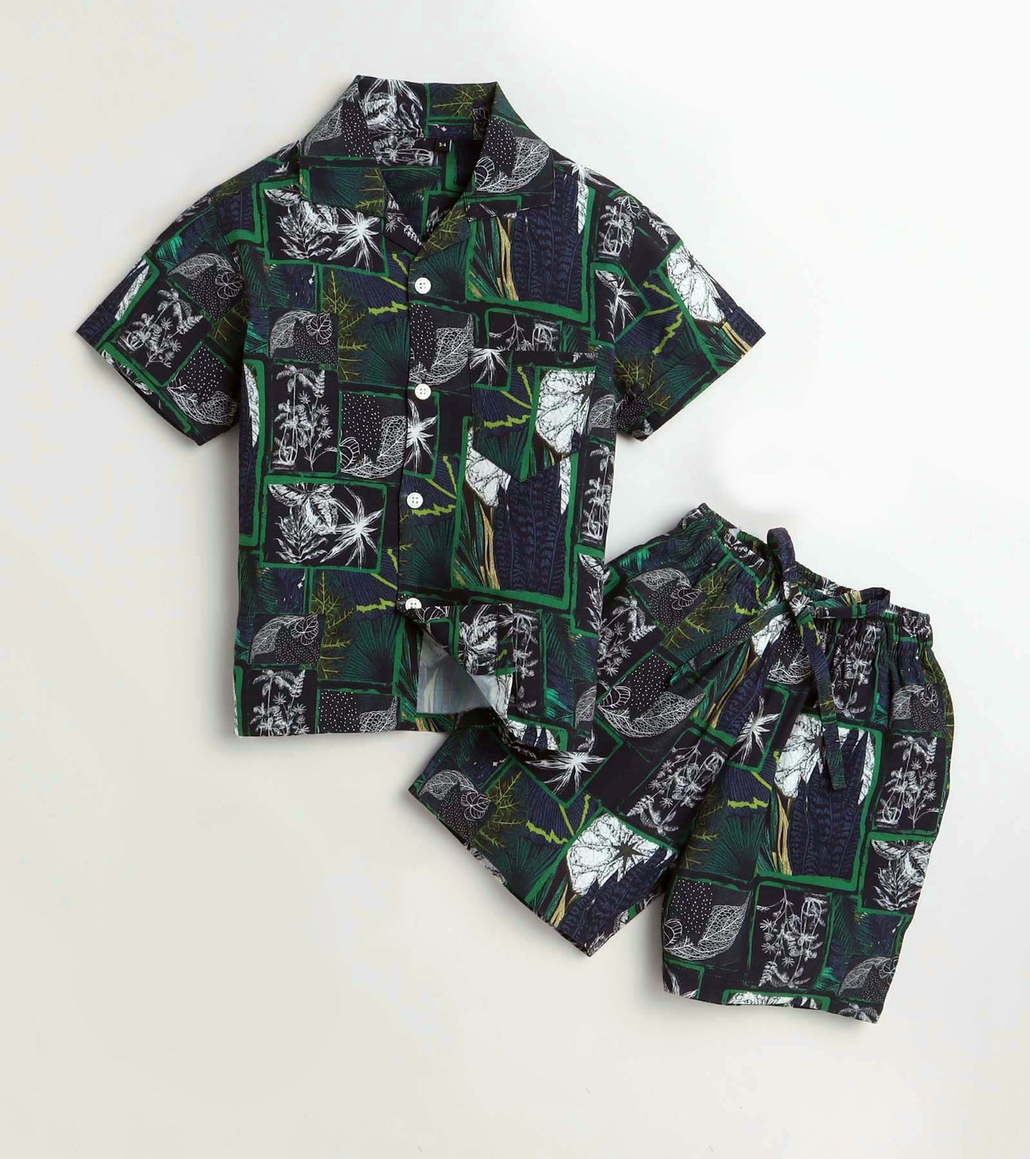 Multi Leaf in checks Printed Boys Co ord Set