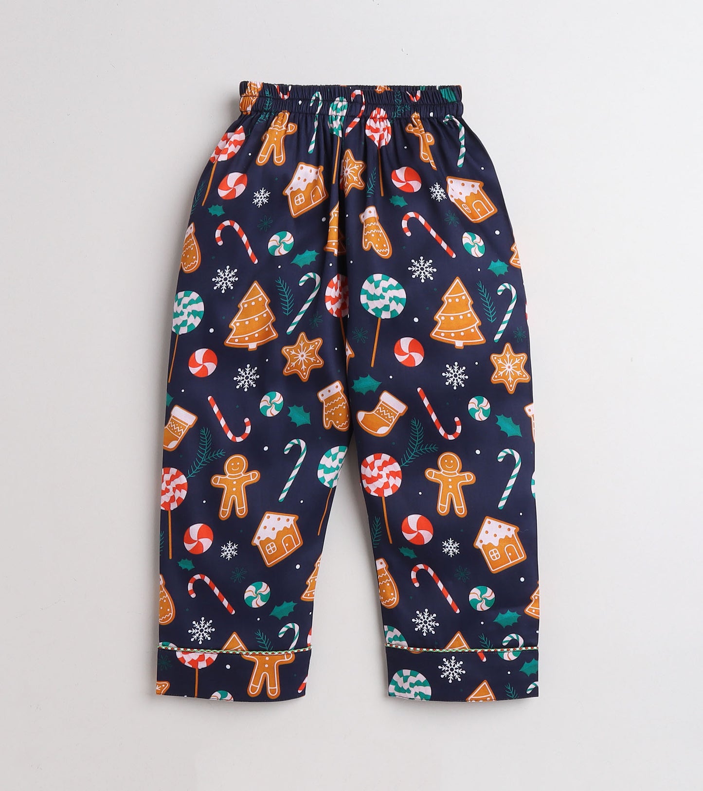 Navy Blue Printed Christmas Nightsuit Set