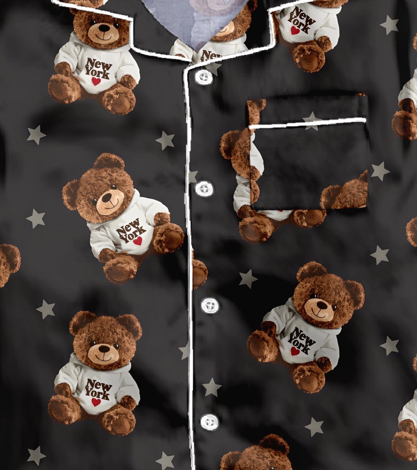 New York Teddy Bear Pure Cotton Printed Nightsuit Set