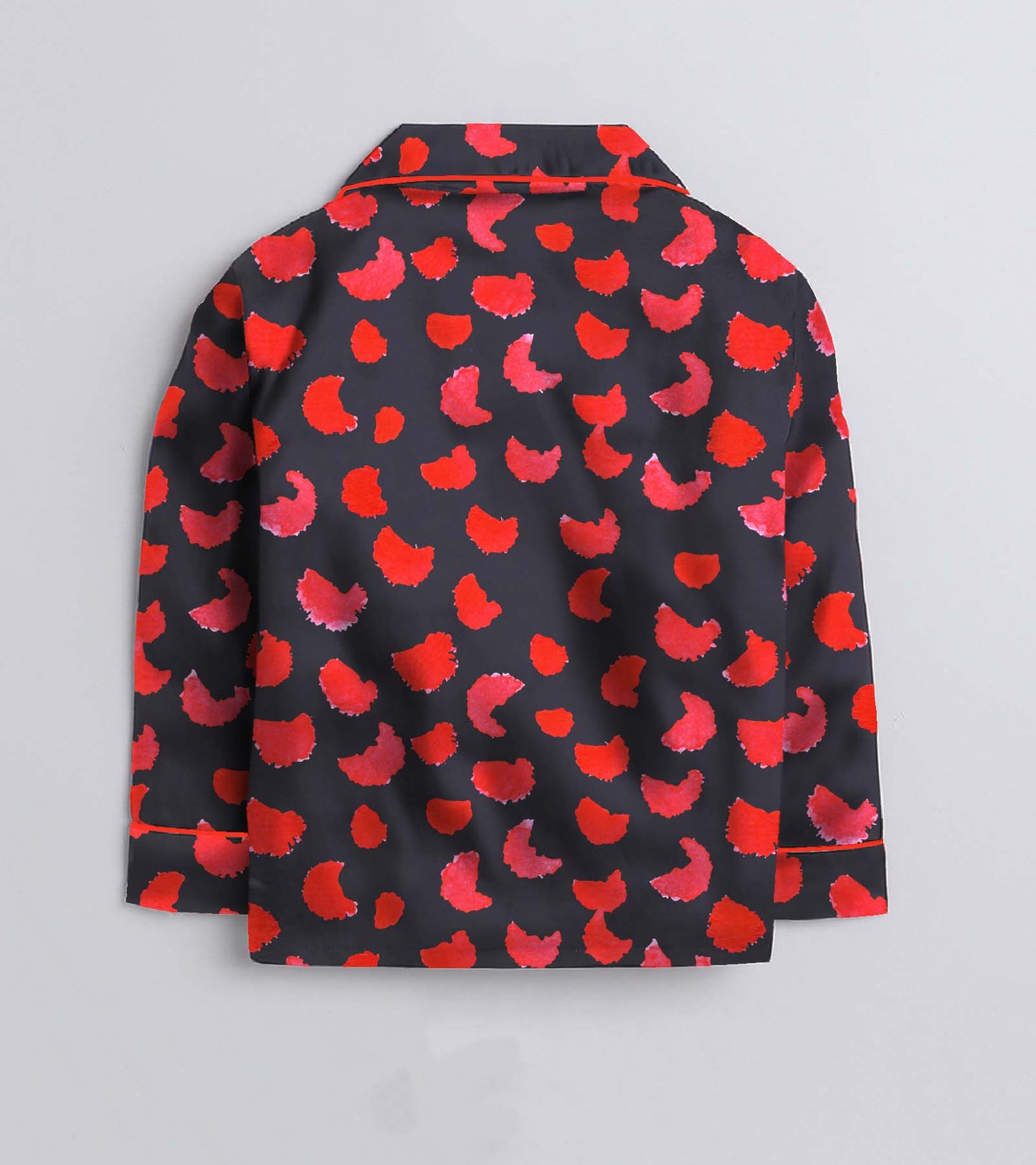 Night Red Printed Girls Pure Cotton Nightsuit Set
