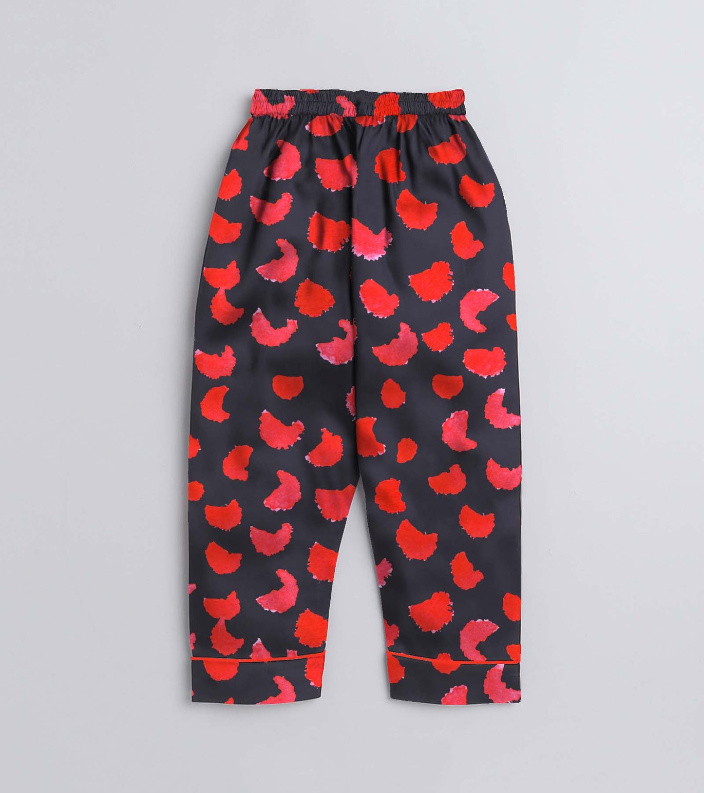 Night Red Printed Girls Pure Cotton Nightsuit Set