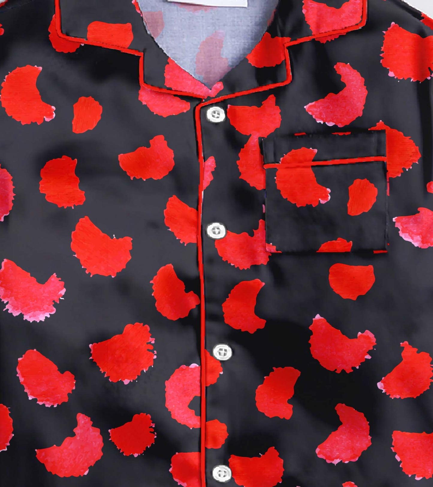 Night Red Printed Girls Pure Cotton Nightsuit Set