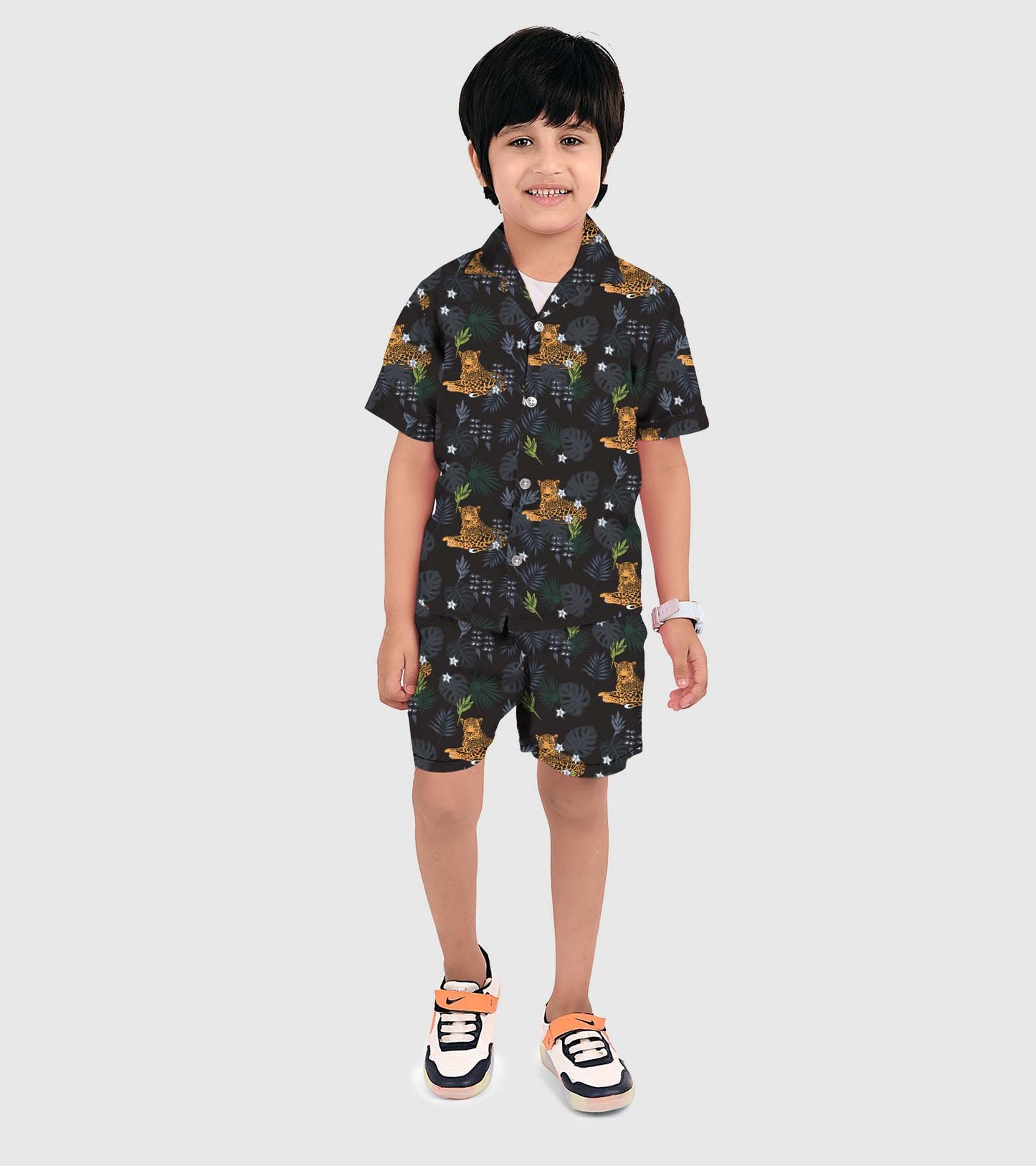 Night Leopard Printed Boys Co ord Set