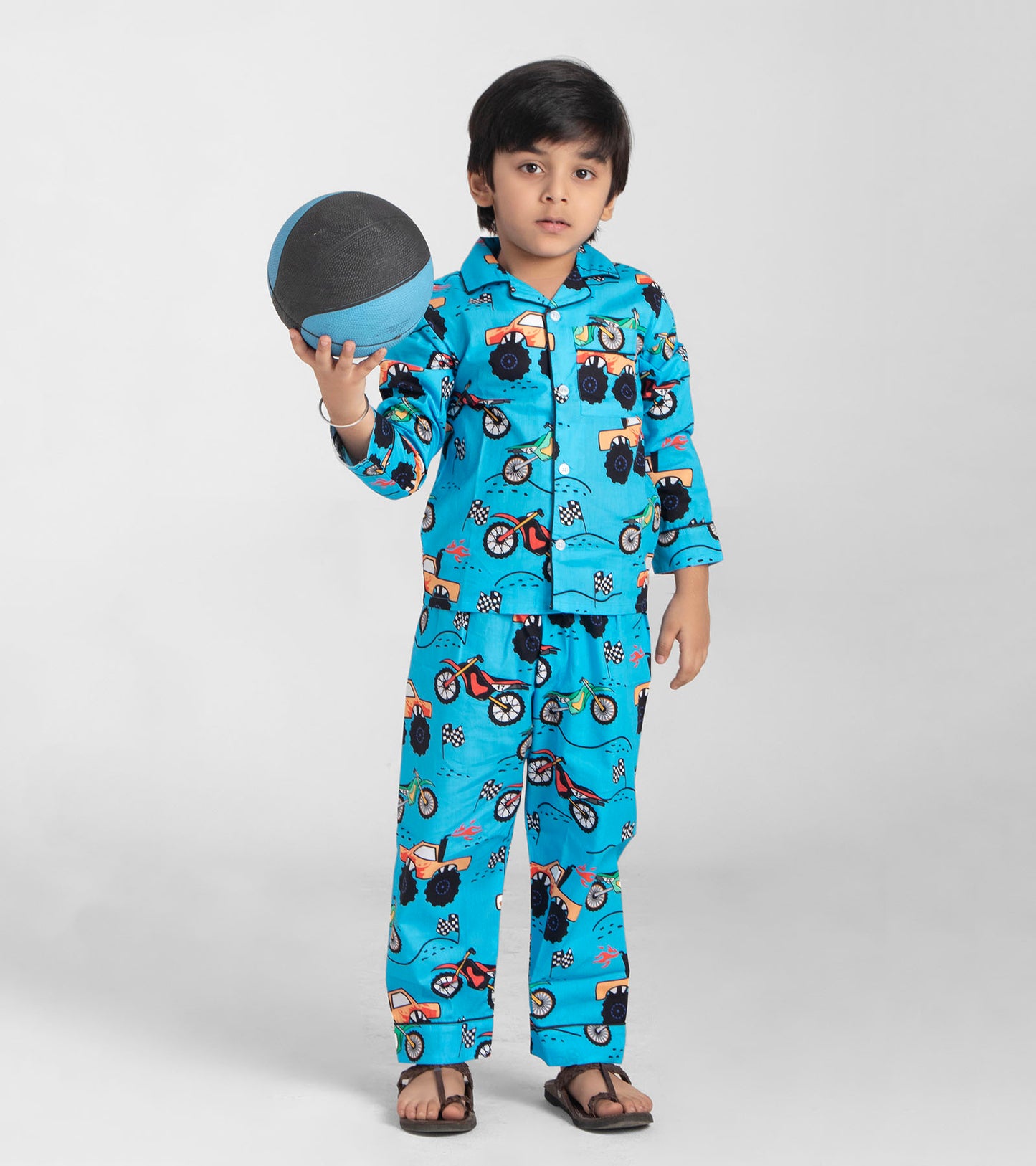 Road Truck Racking Printed Night Suit Set