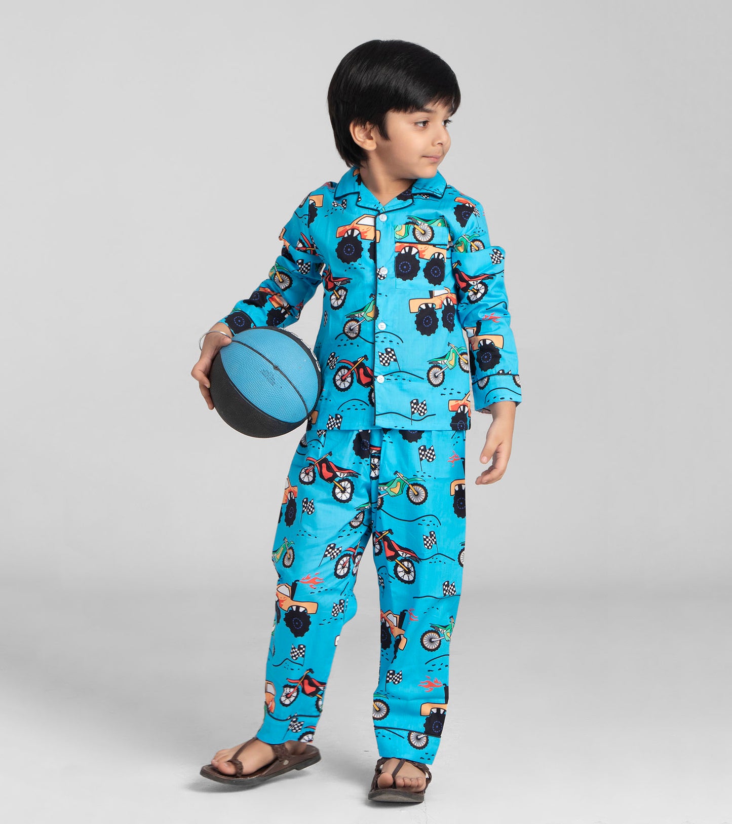 Road Truck Racking Printed Night Suit Set
