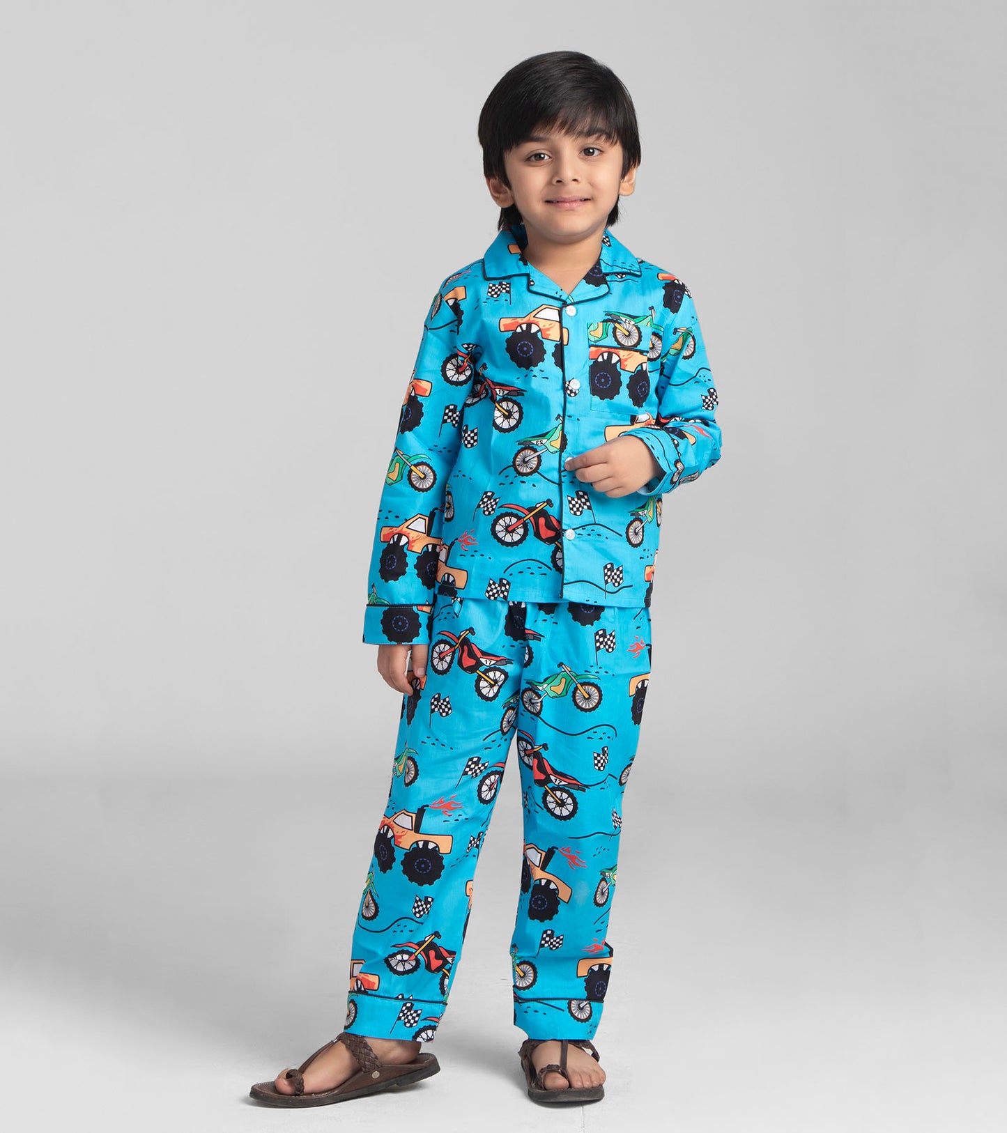Road Truck Racking Printed Night Suit Set