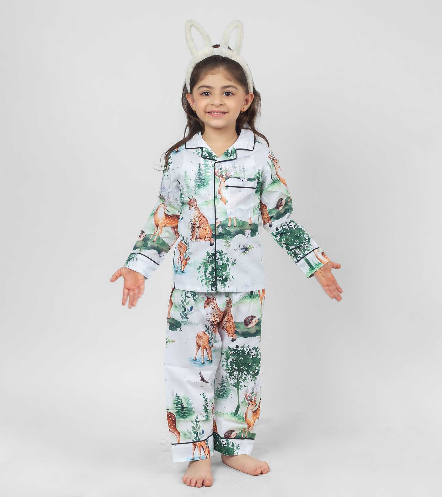 Ohh Deer Printed Girls Nightsuit Set