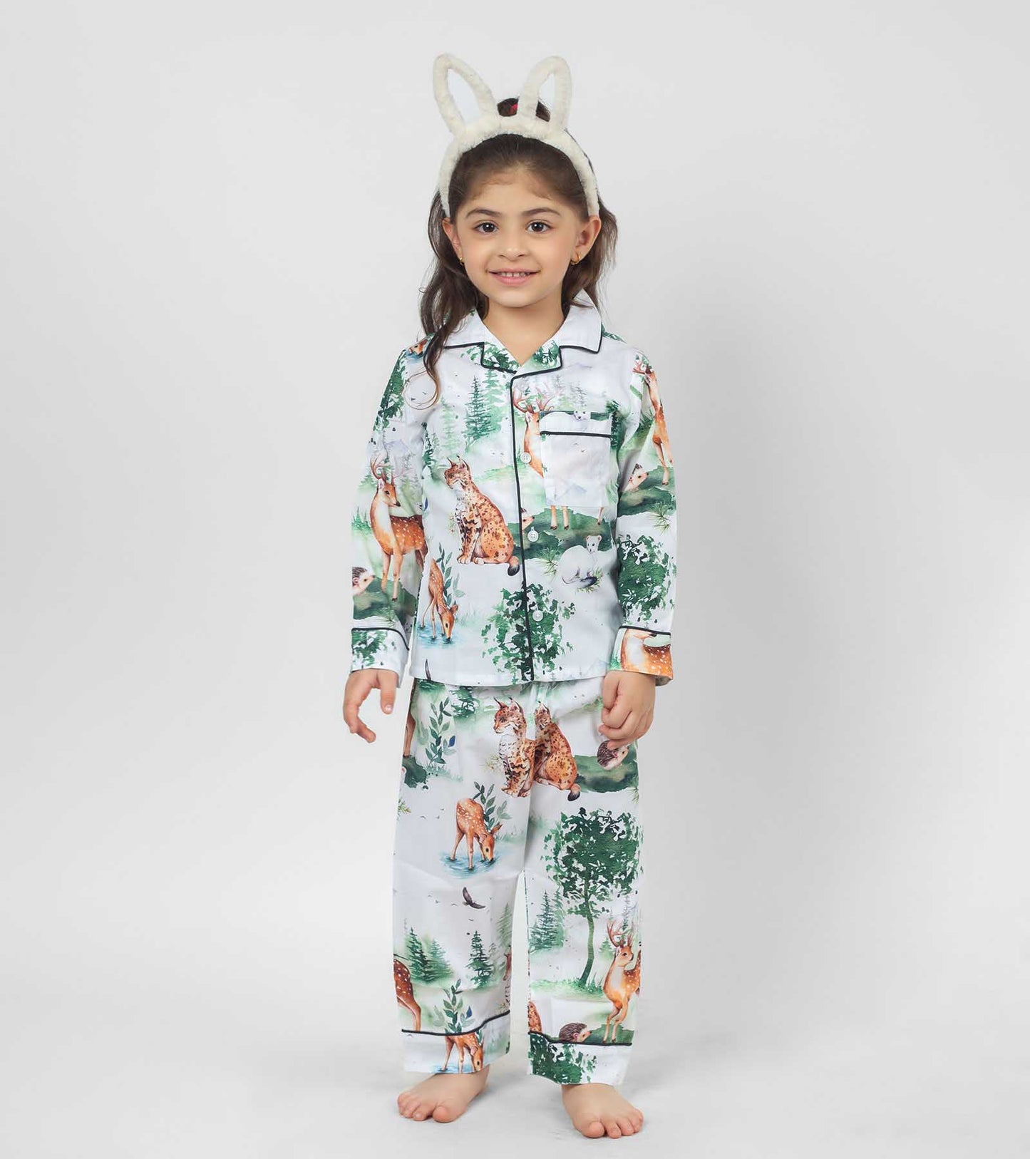 Ohh Deer Printed Girls Nightsuit Set