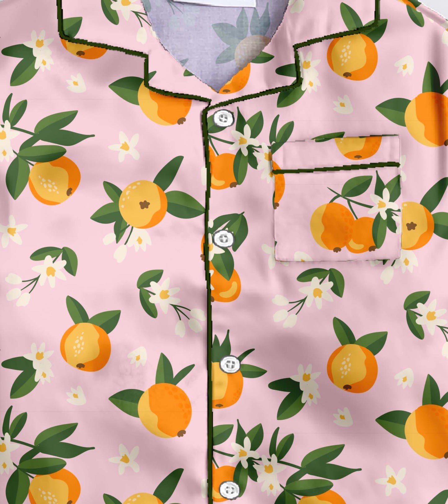 Orange Printed Girls Pure Cotton Nightsuit Set