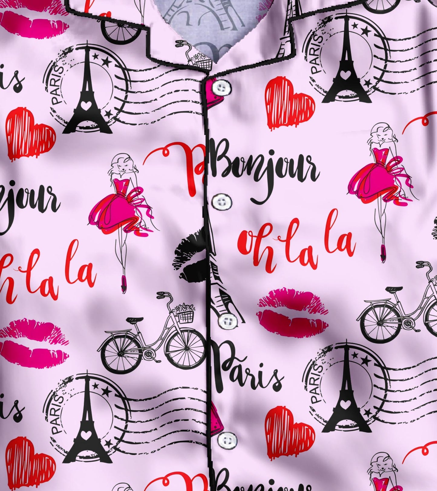 Paris Love Printed Girls Pure Cotton Nightsuit Set