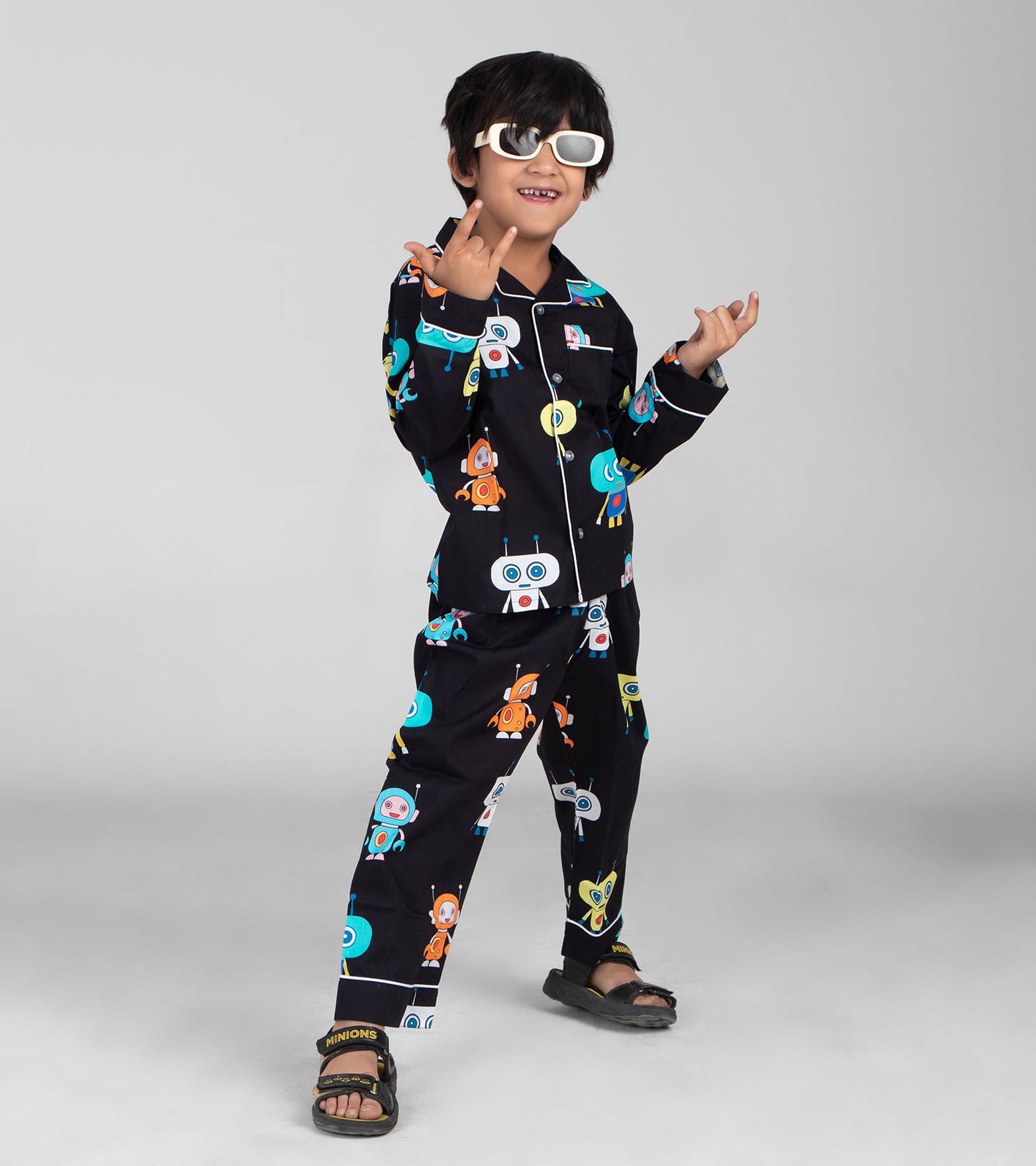 Play Robot Printed Night Suit Set